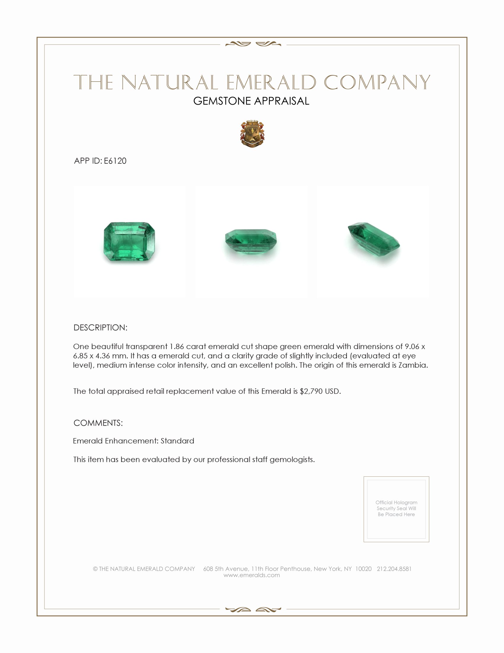 1.86 Ct. Emerald from Zambia