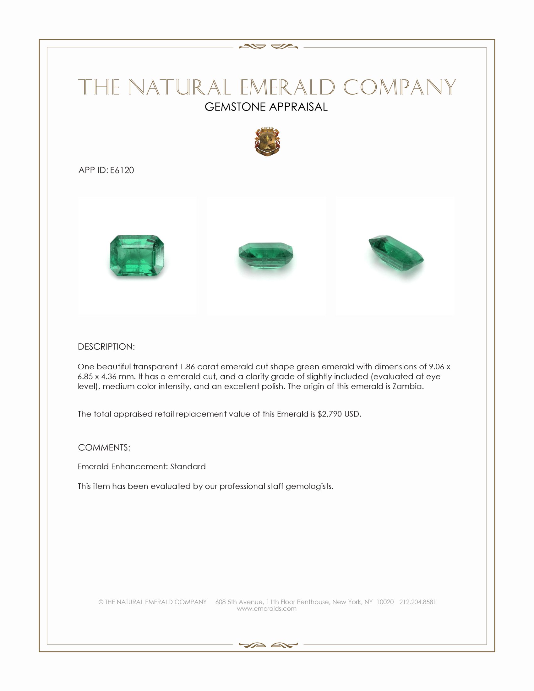 1.86 Ct. Emerald from Zambia