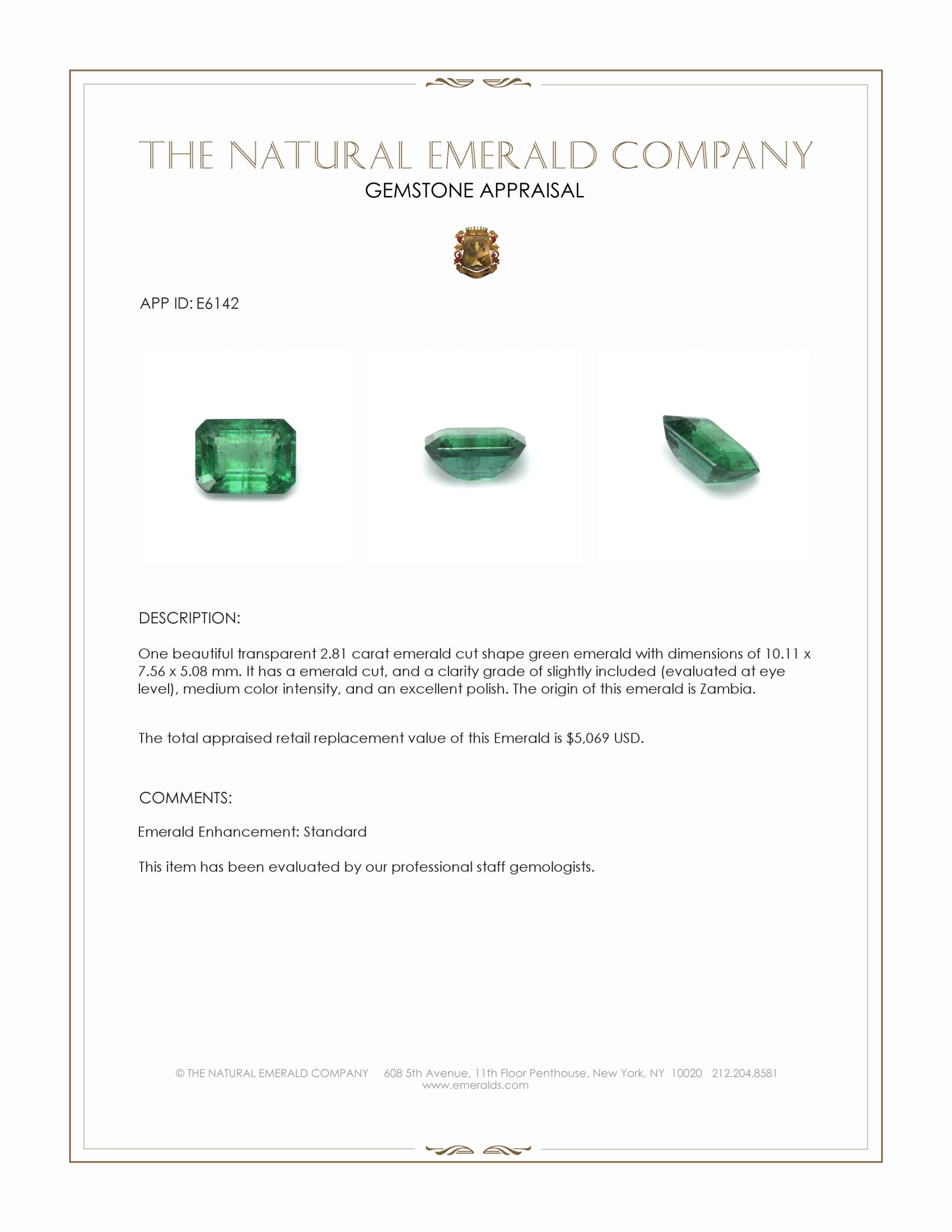 2.81 Ct. Emerald from Zambia