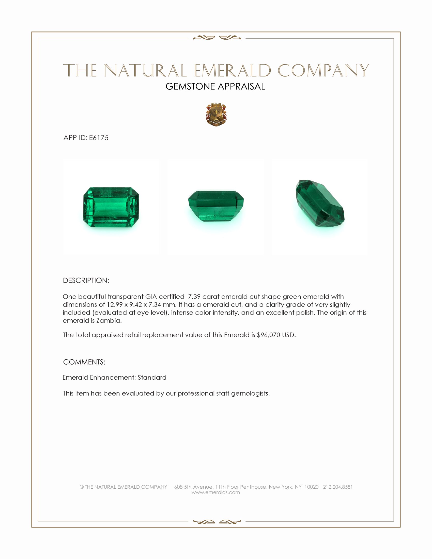 7.39 Ct. Emerald from Zambia