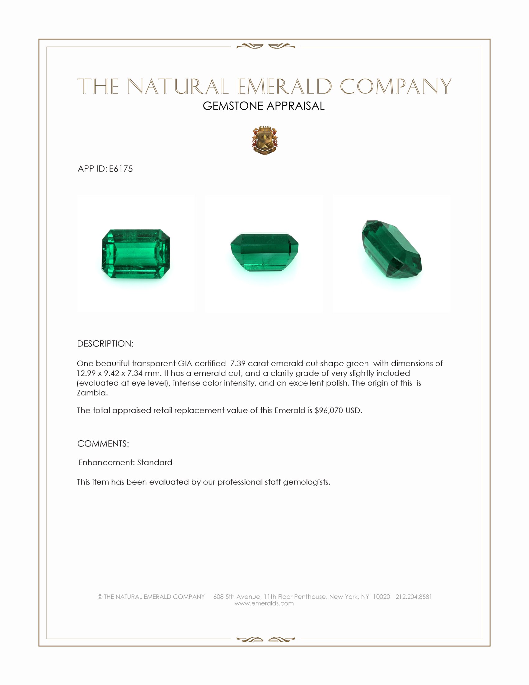 7.39 Ct. Emerald from Zambia