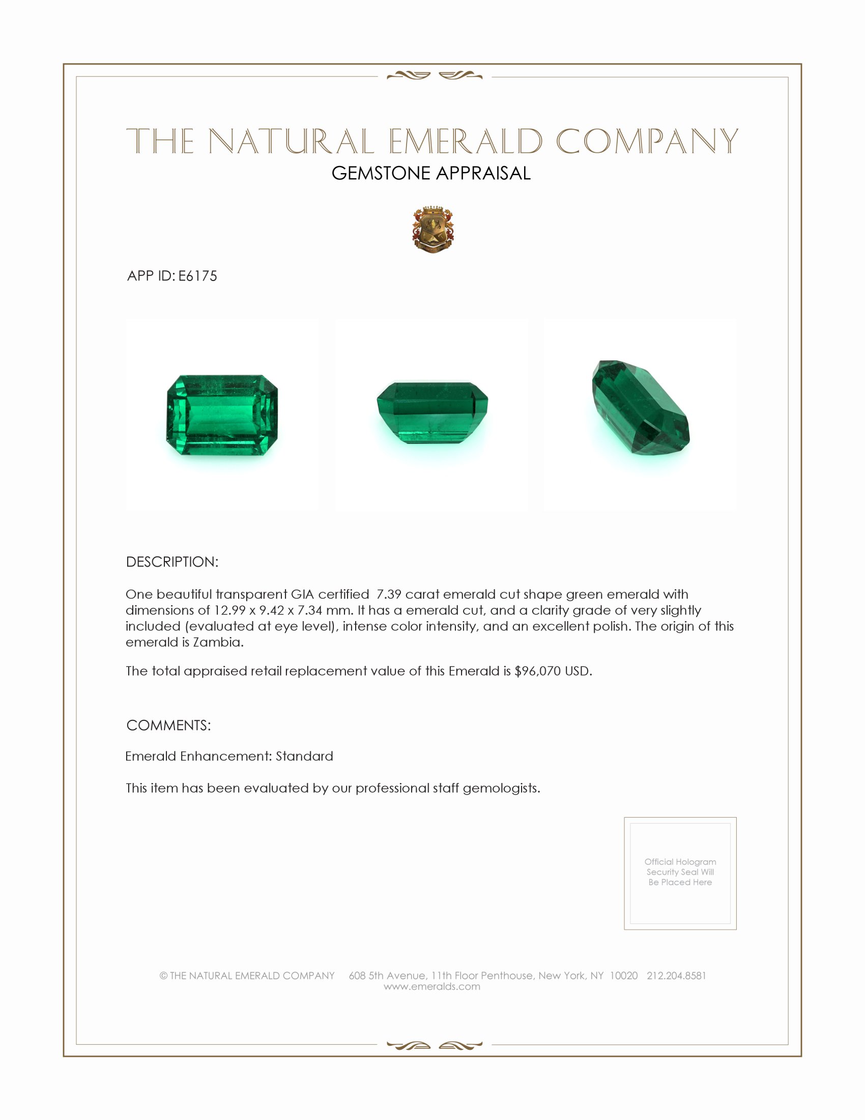 7.39 Ct. Emerald from Zambia