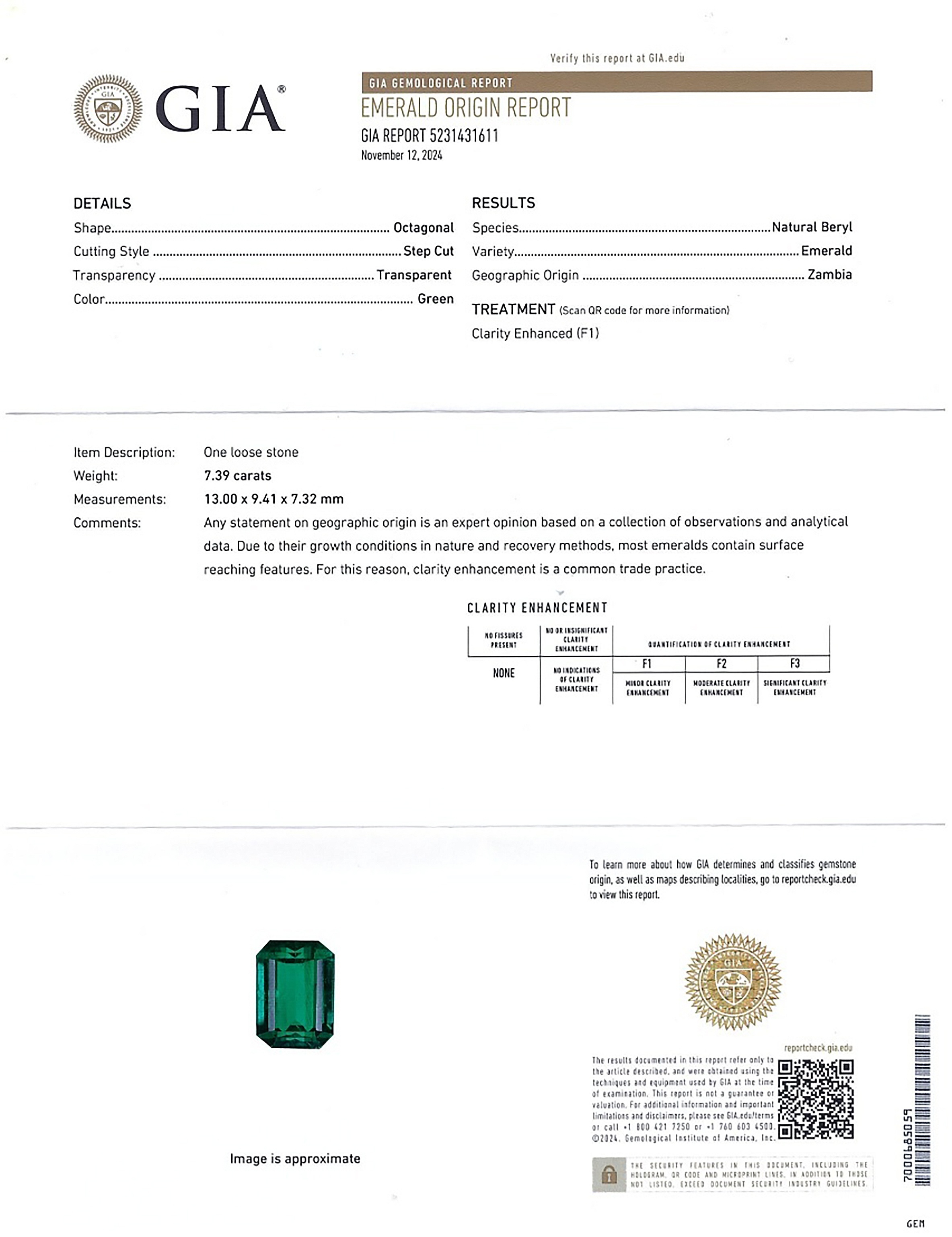 7.39 Ct. Emerald from Zambia
