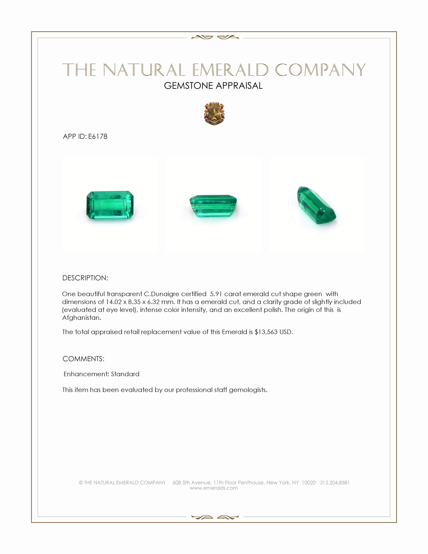 5.91 Ct. Emerald from Afghanistan