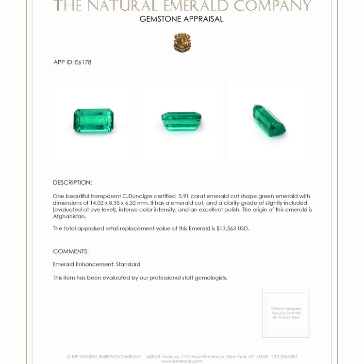 5.91 Ct. Emerald from Afghanistan