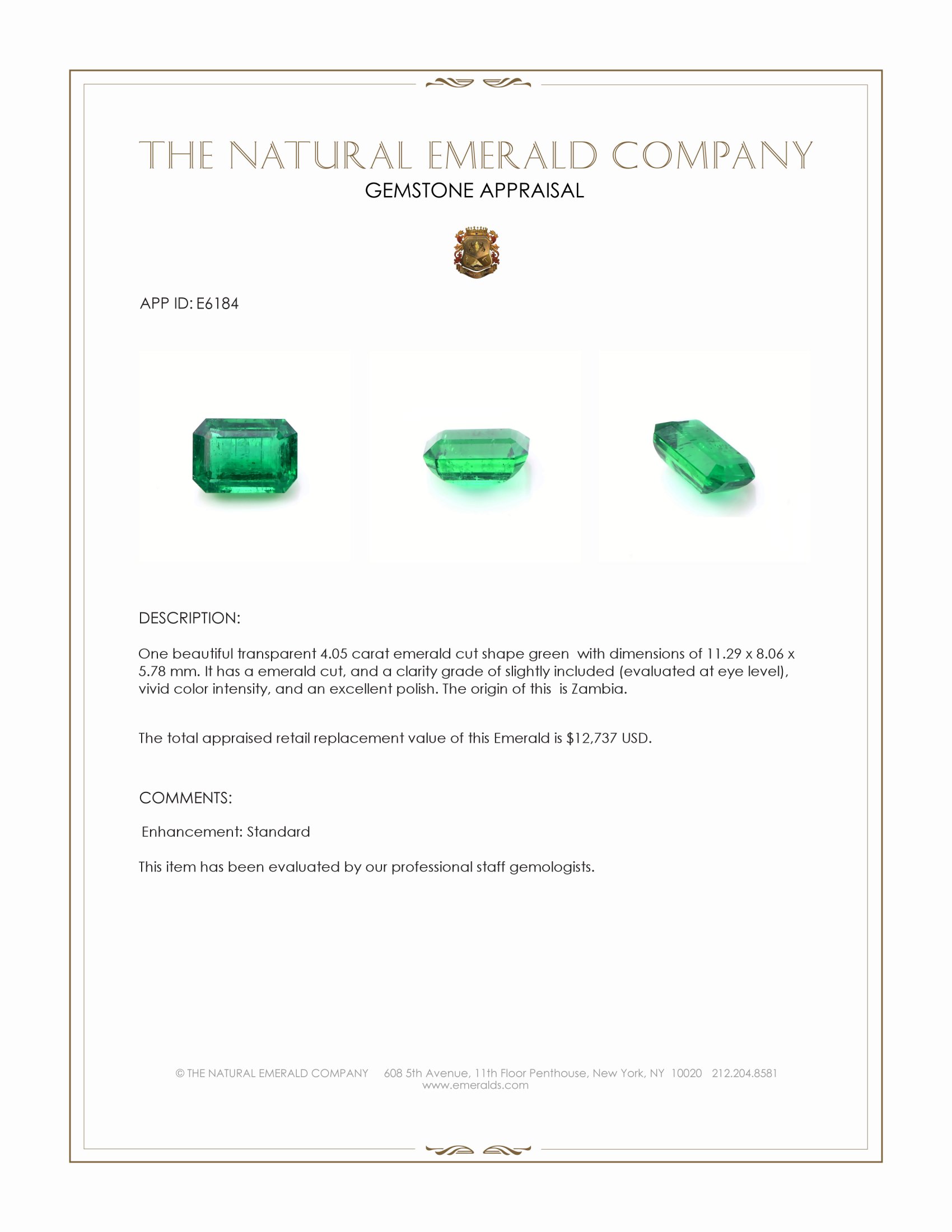 4.05 Ct. Emerald from Zambia