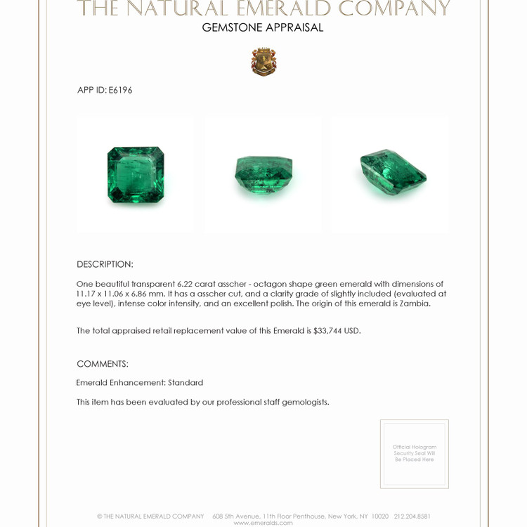 6.22 Ct. Emerald from Zambia
