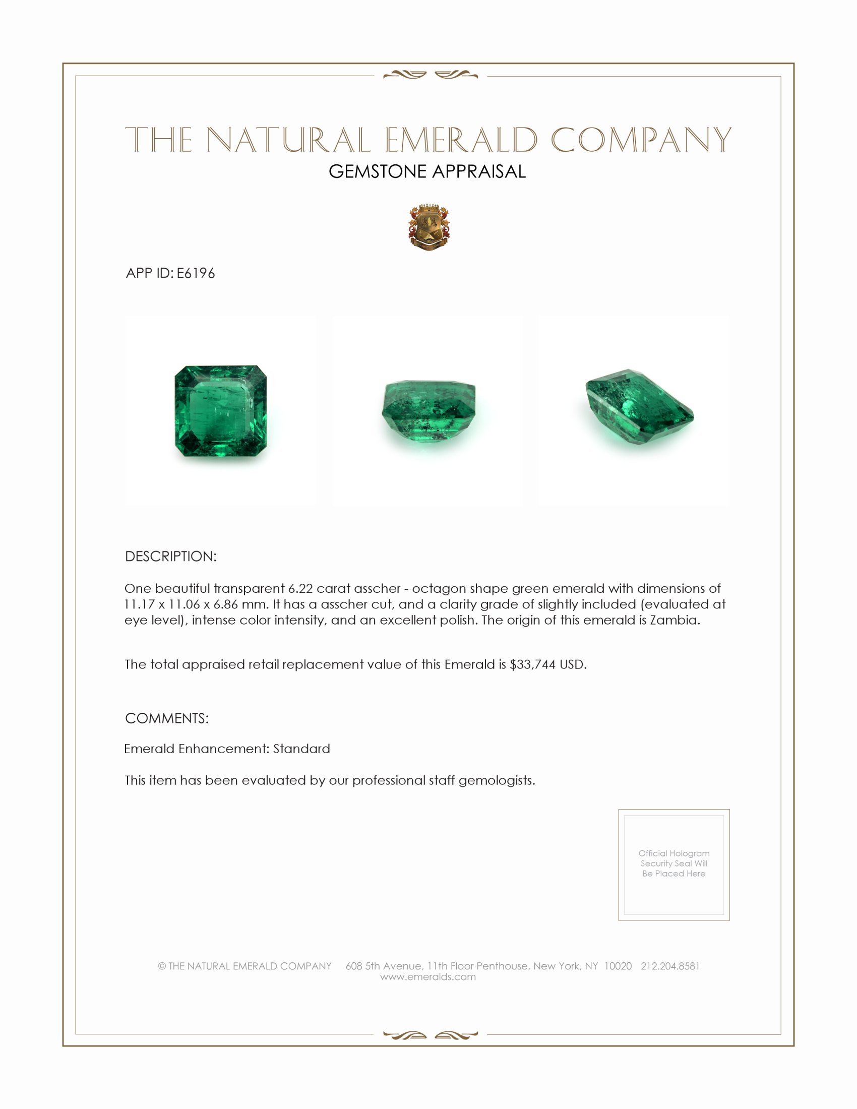6.22 Ct. Emerald from Zambia
