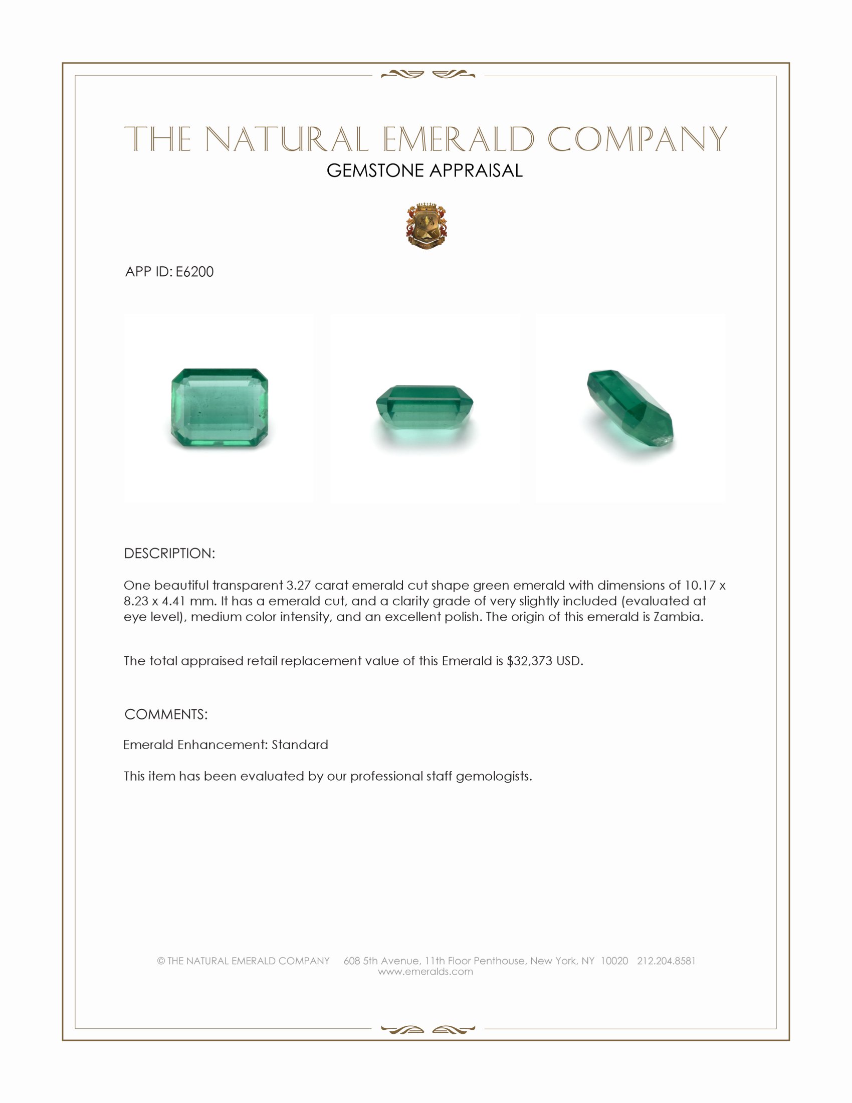 3.27 Ct. Emerald from Zambia