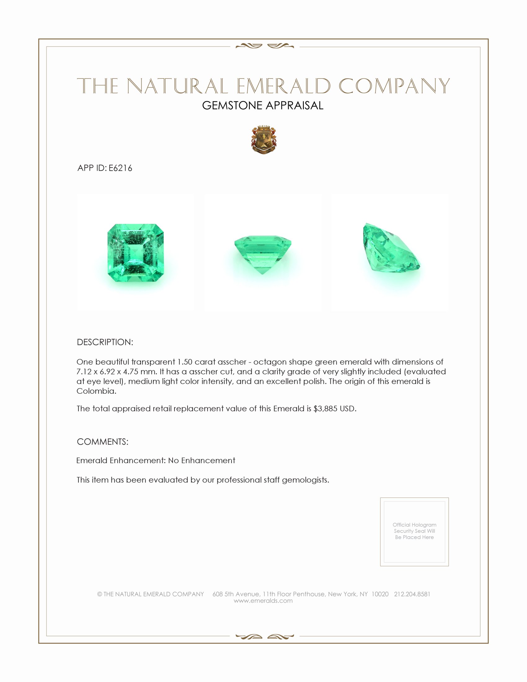 1.50 Ct. Emerald from Colombia
