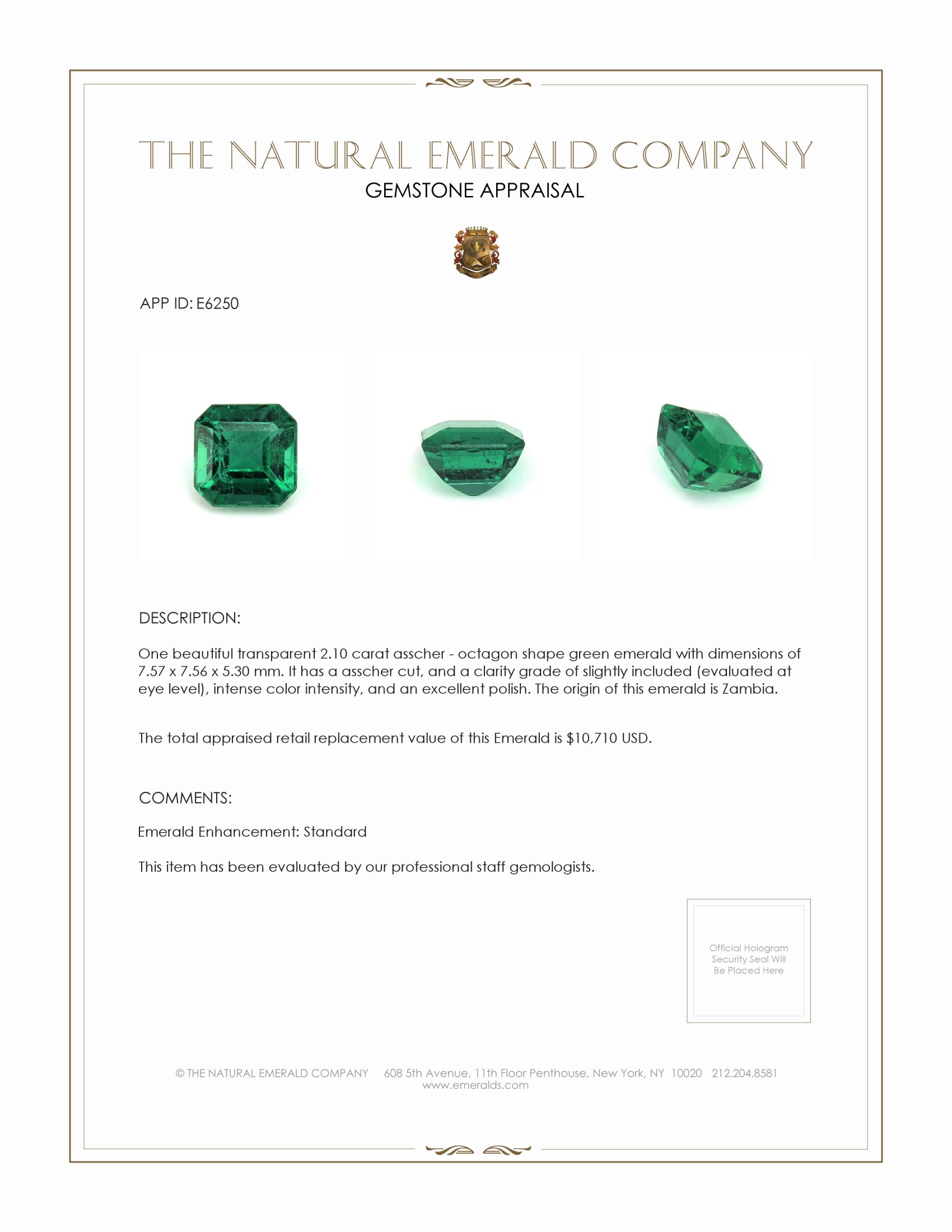 2.10 Ct. Emerald from Zambia