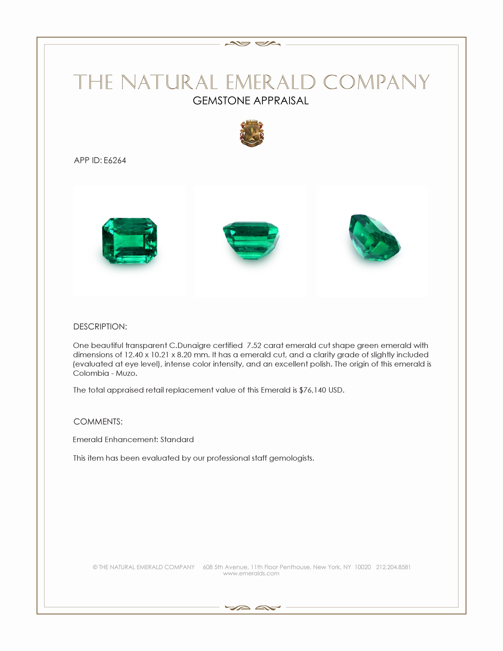 7.52 Ct. Emerald from Colombia - Muzo