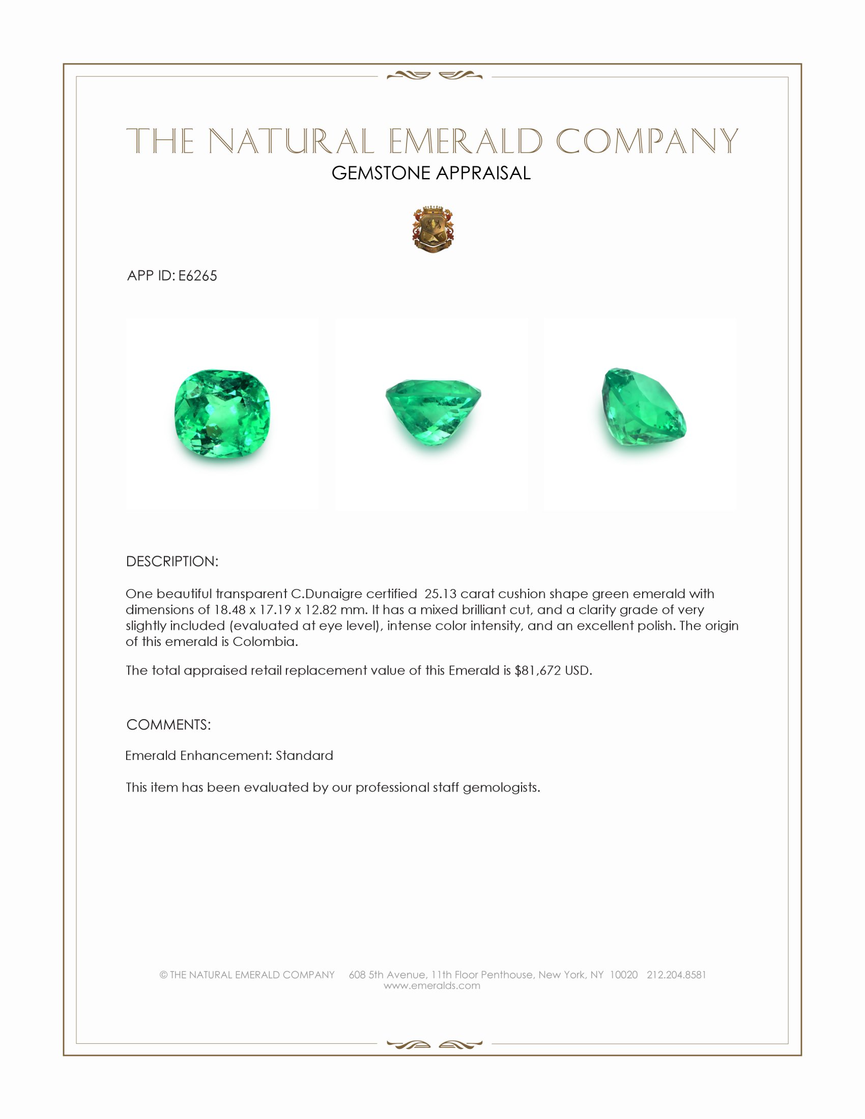 25.13 Ct. Emerald from Colombia