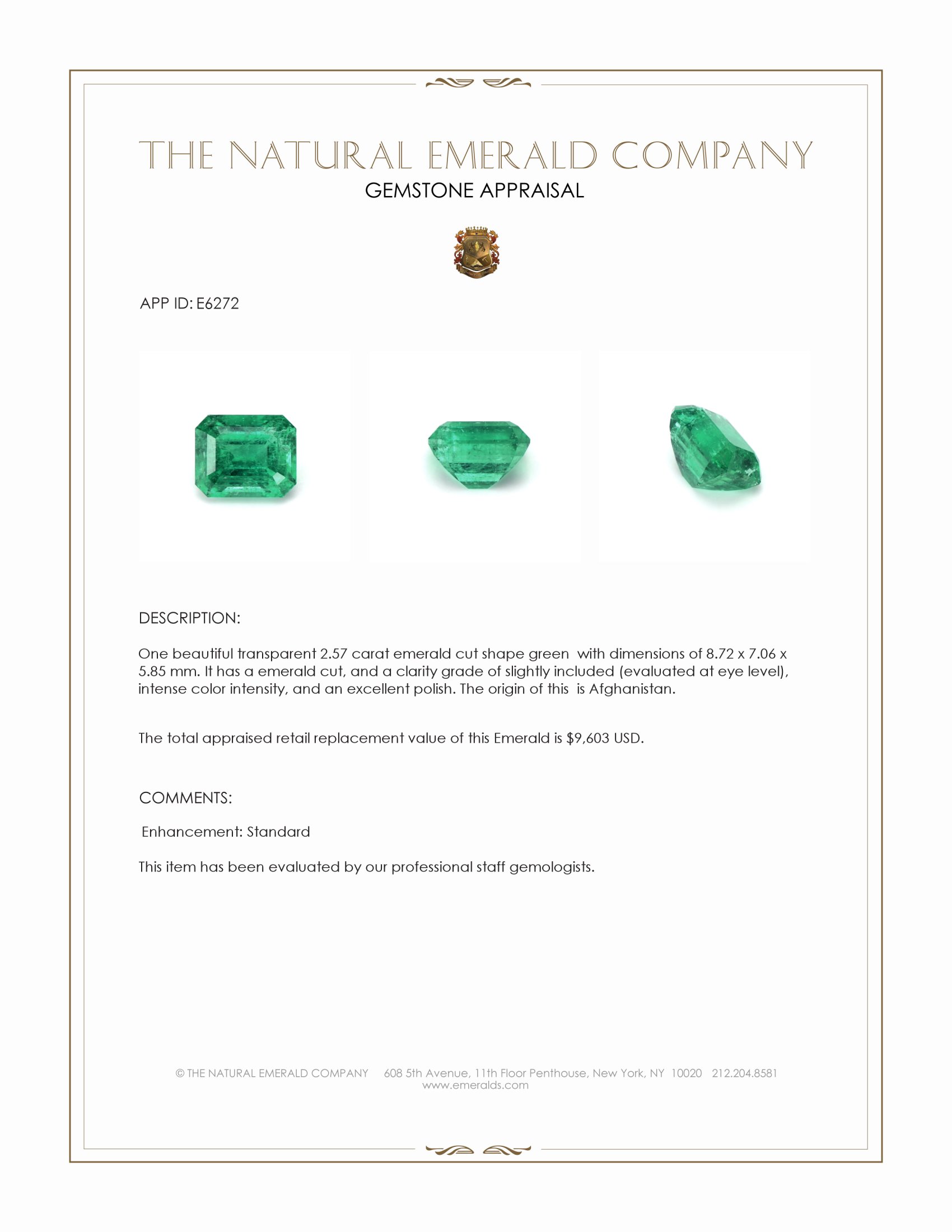 2.57 Ct. Emerald from Afghanistan