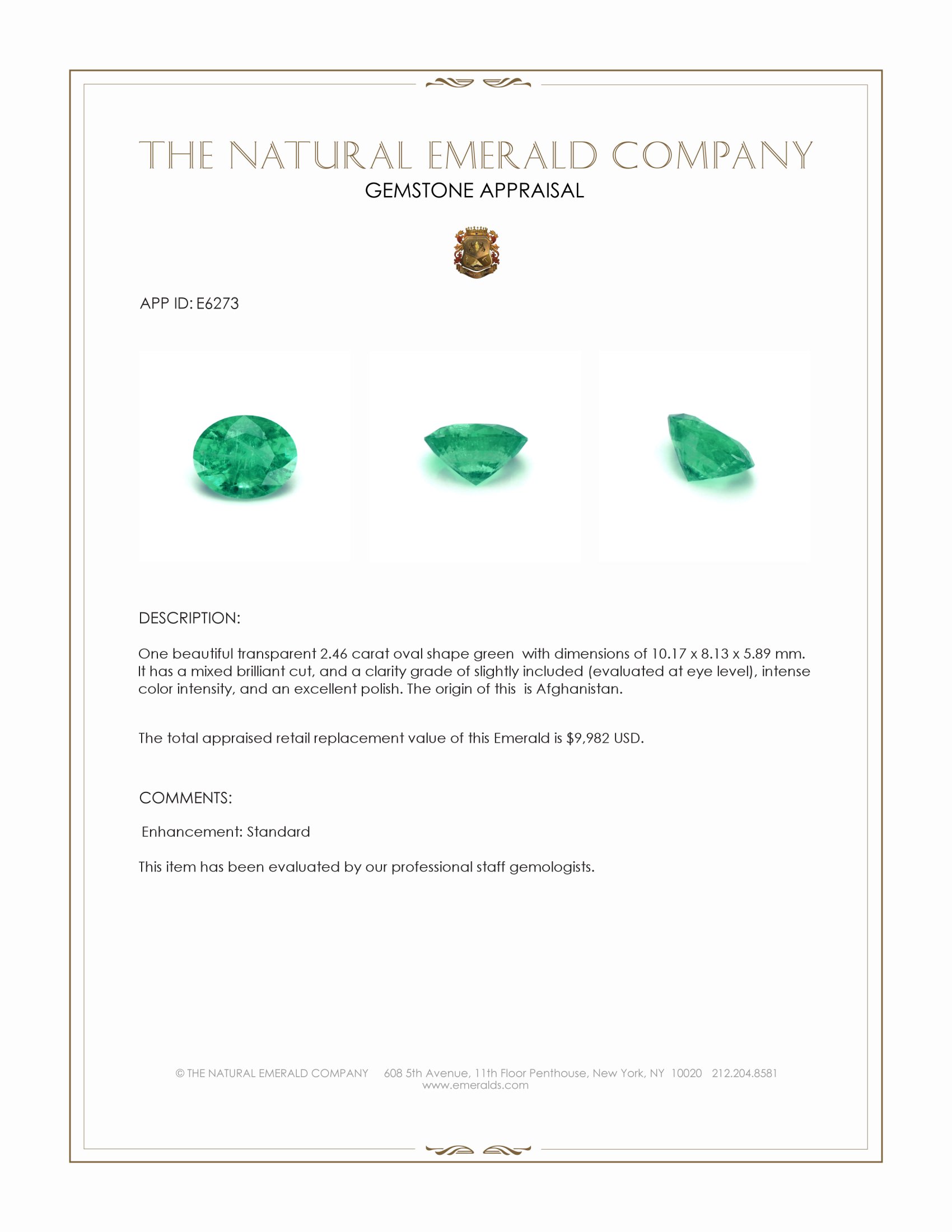 2.46 Ct. Emerald from Afghanistan