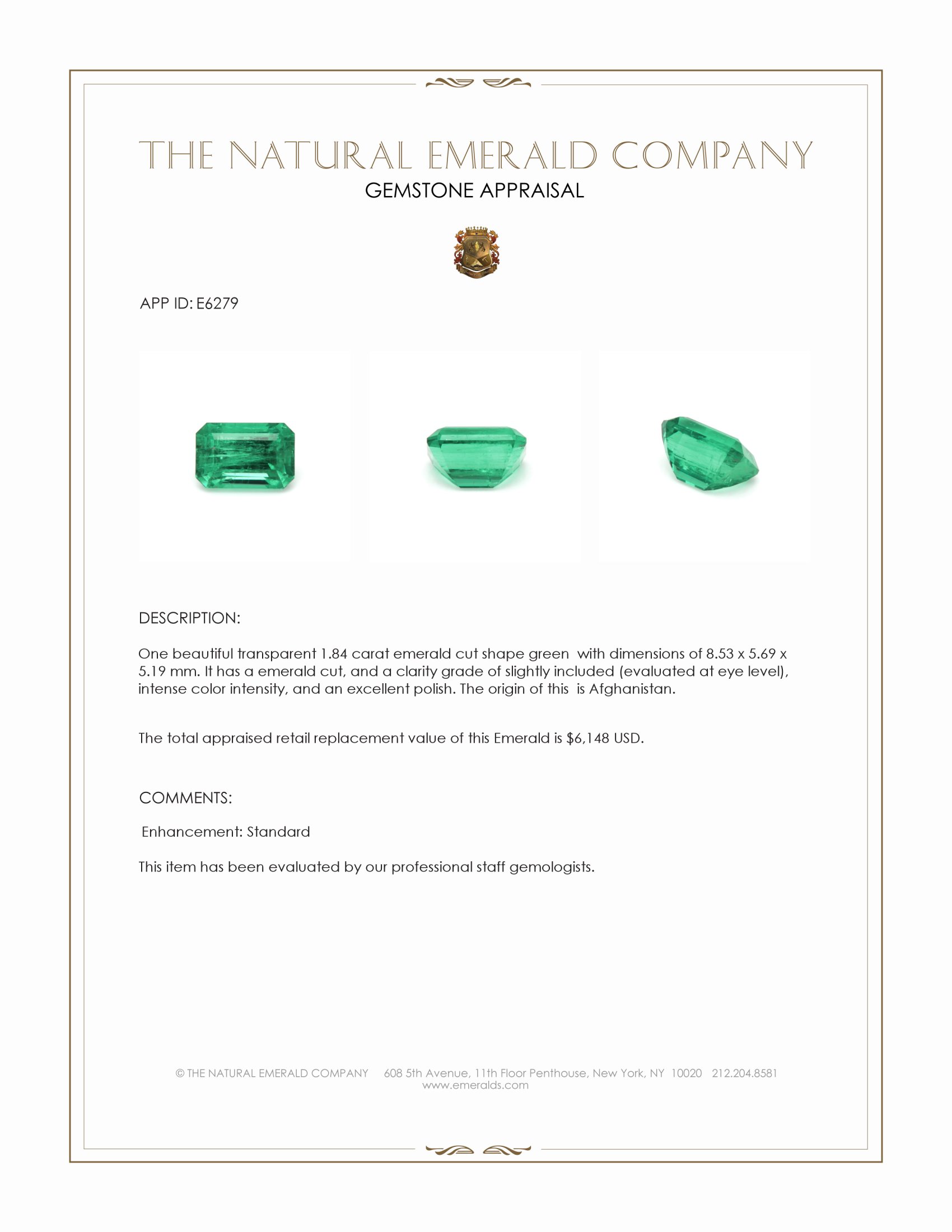 1.84 Ct. Emerald from Afghanistan