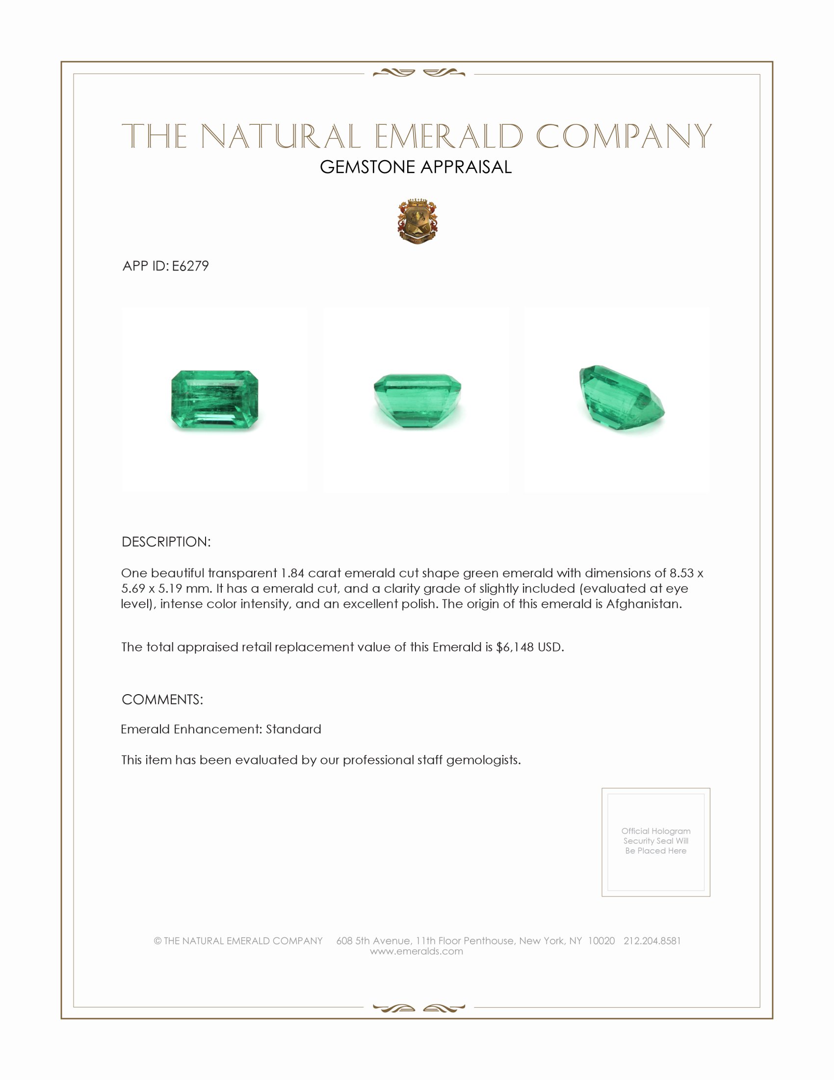 1.84 Ct. Emerald from Afghanistan