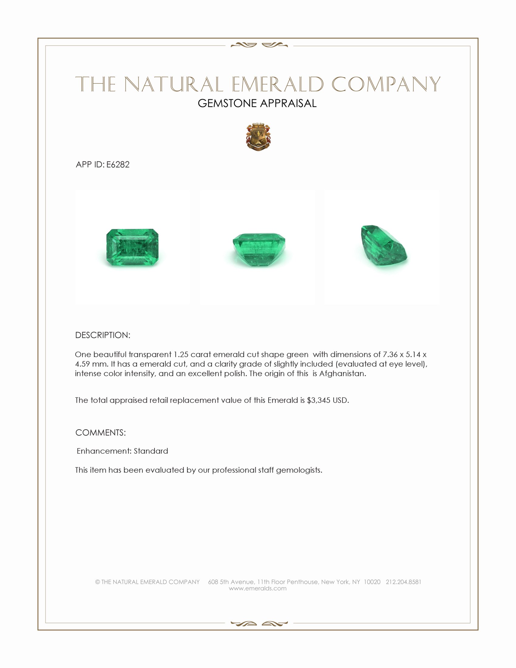 1.25 Ct. Emerald from Afghanistan