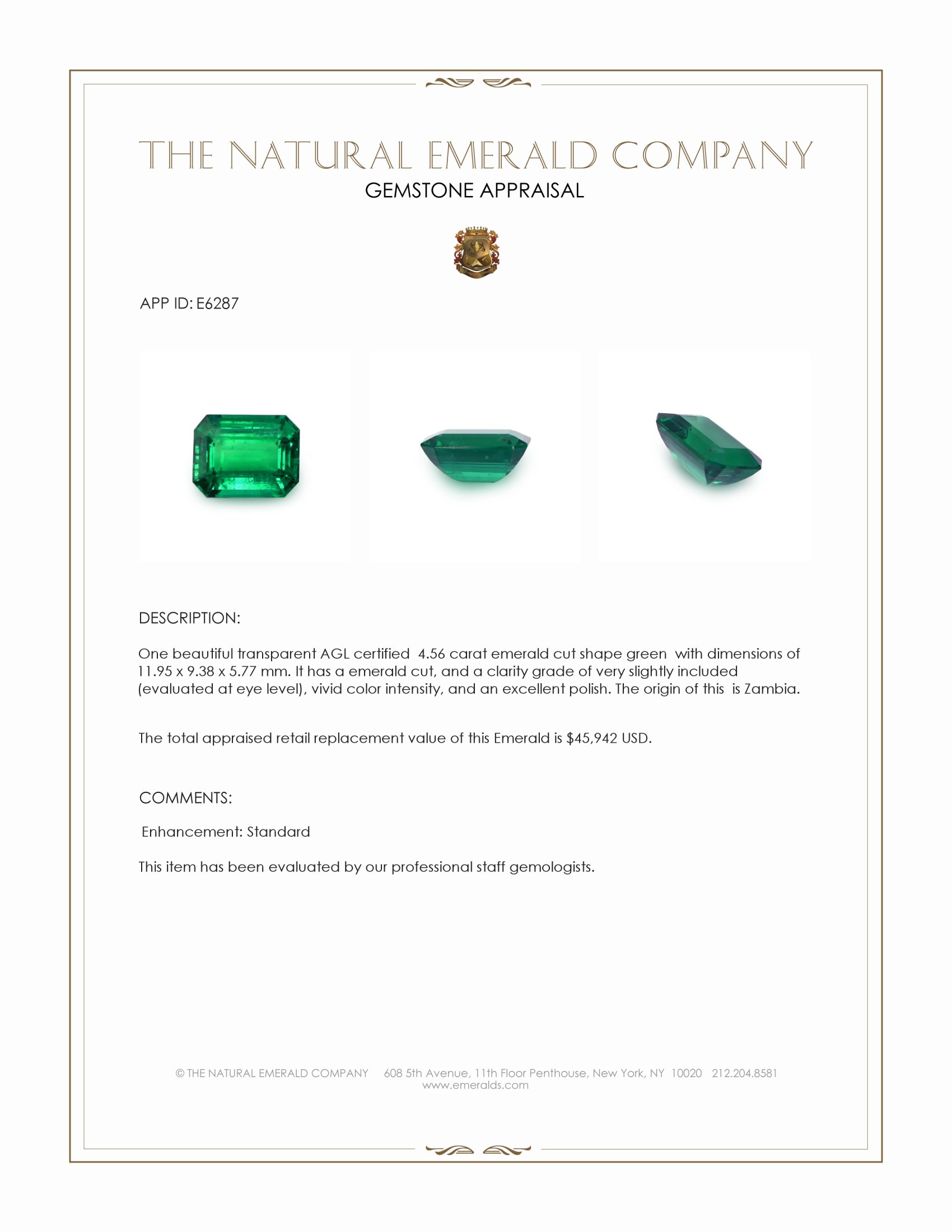 4.56 Ct. Emerald from Zambia