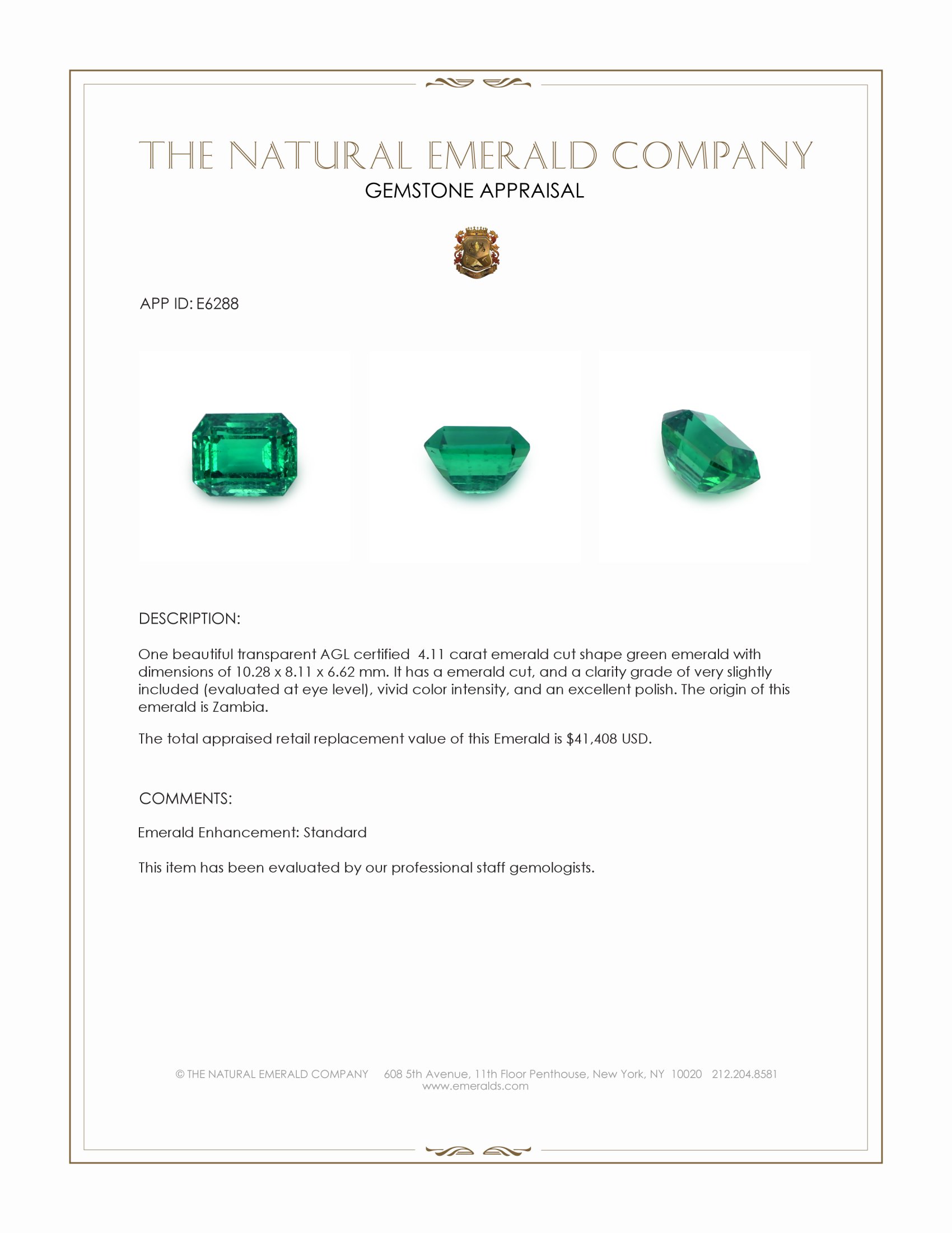 4.11 Ct. Emerald from Zambia