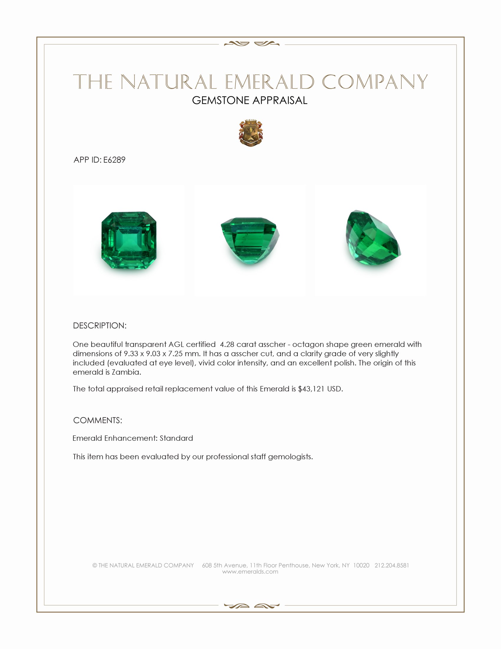 4.28 Ct. Emerald from Zambia
