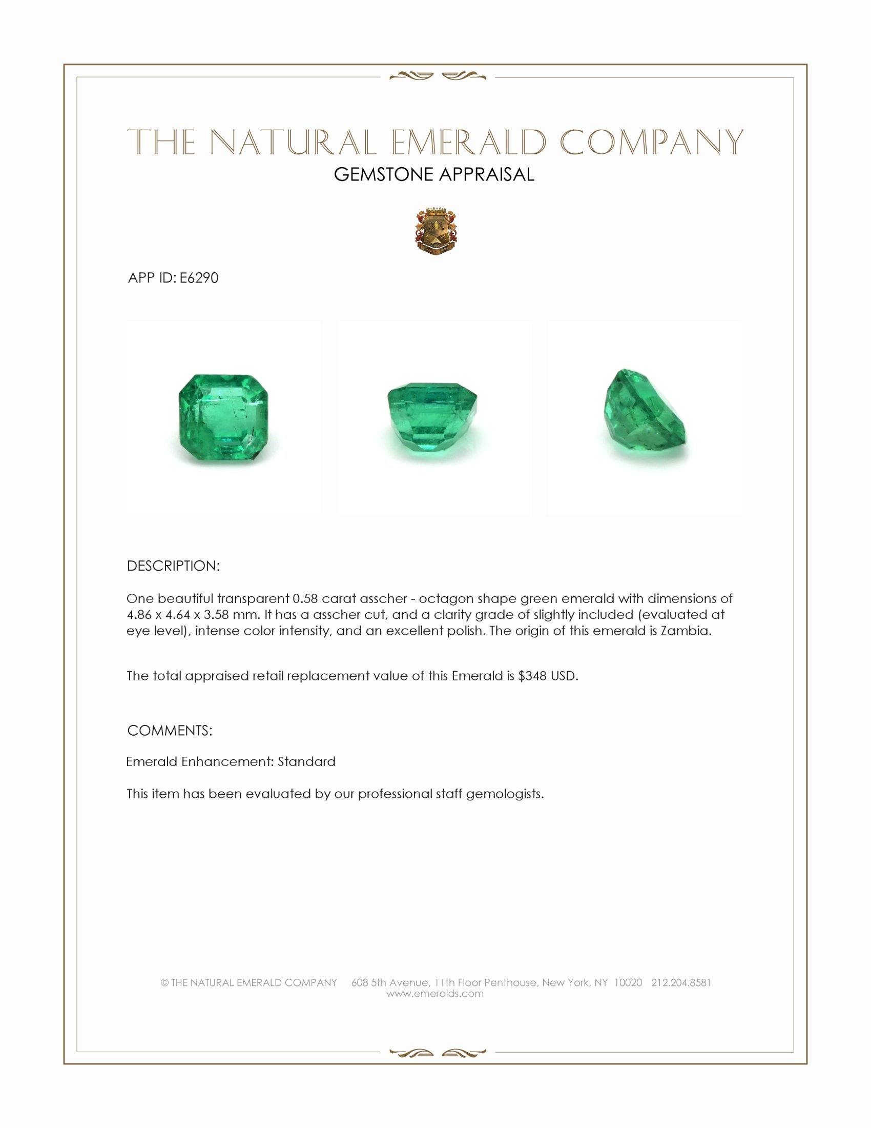 0.58 Ct. Emerald from Zambia