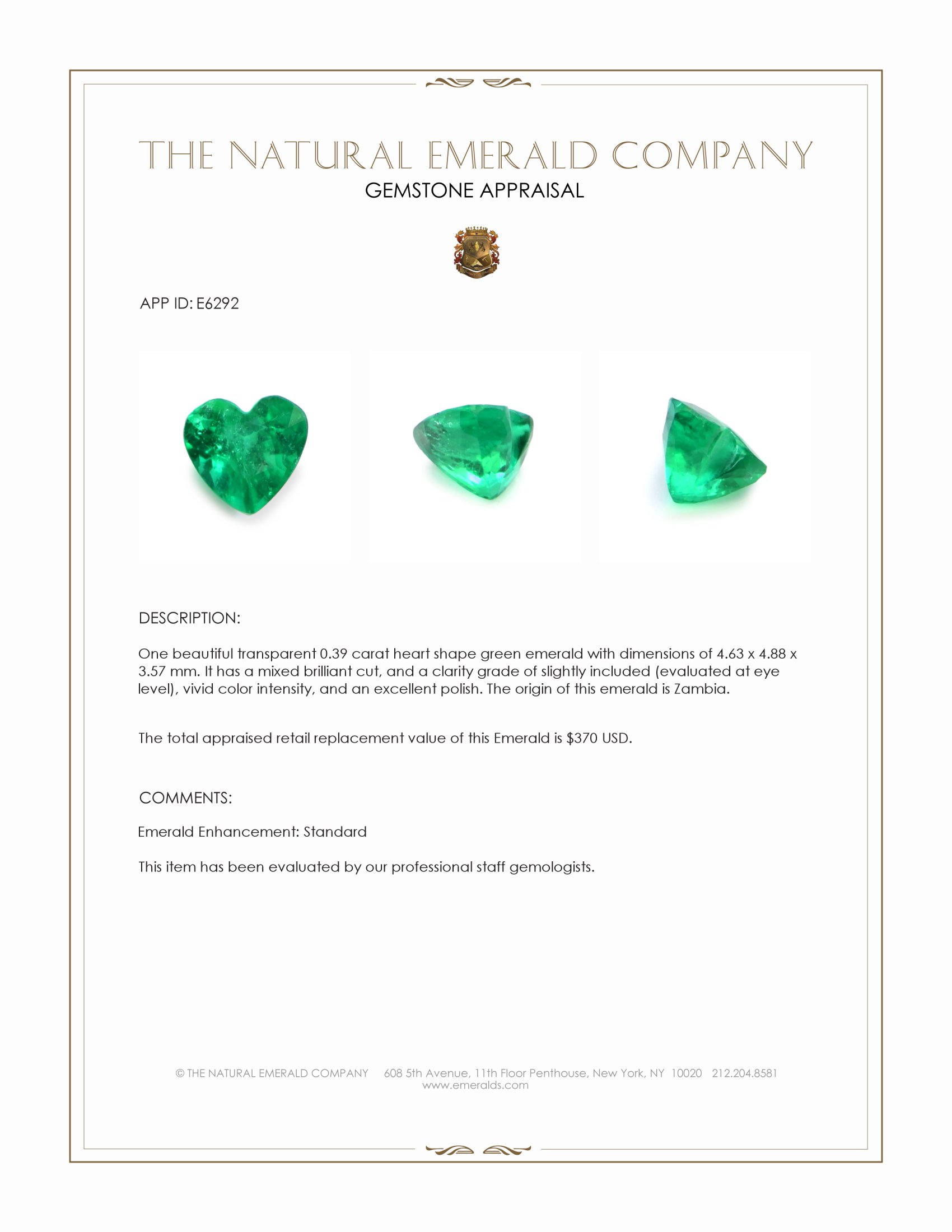 0.39 Ct. Emerald from Zambia