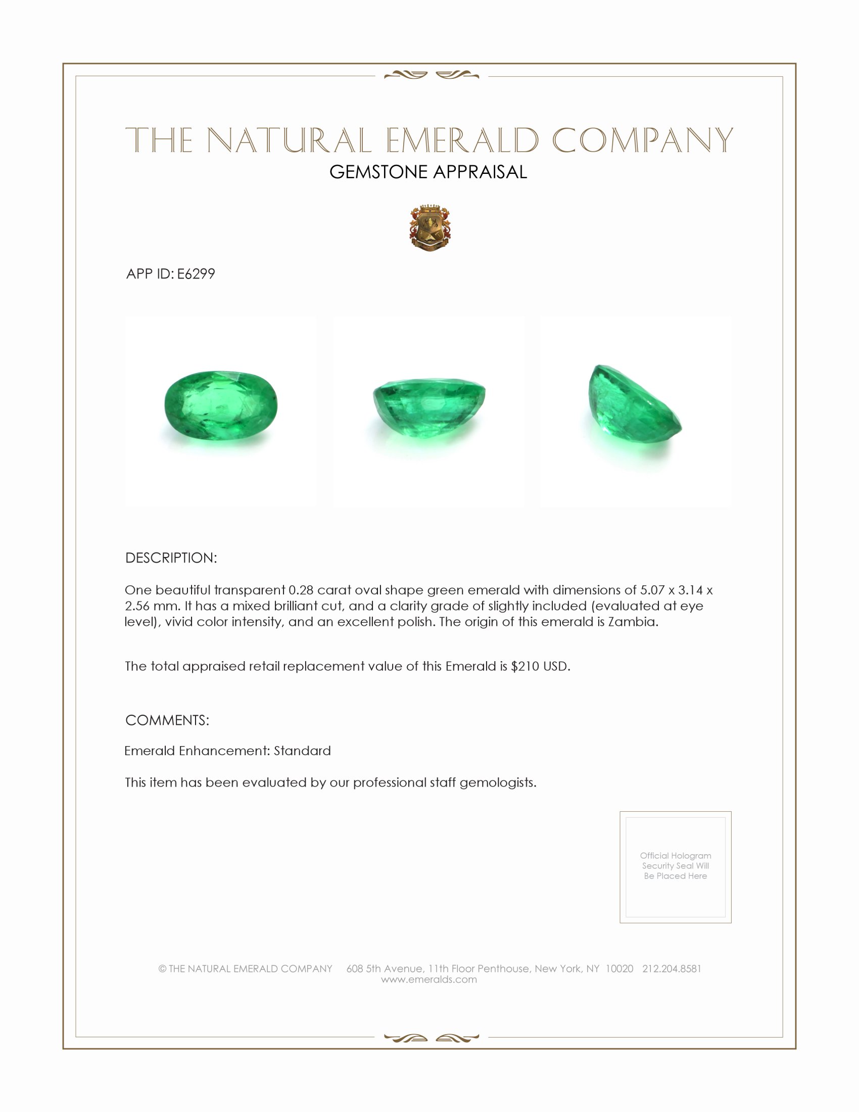 0.28 Ct. Emerald from Zambia