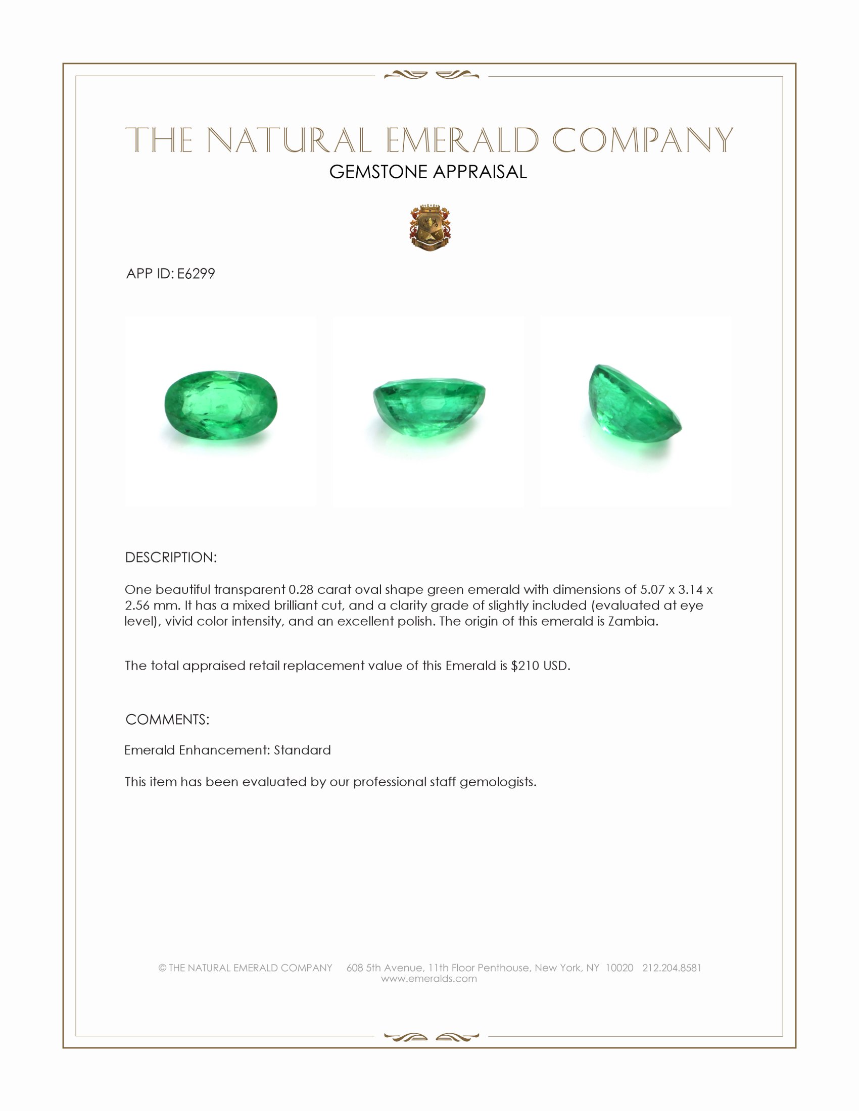 0.28 Ct. Emerald from Zambia