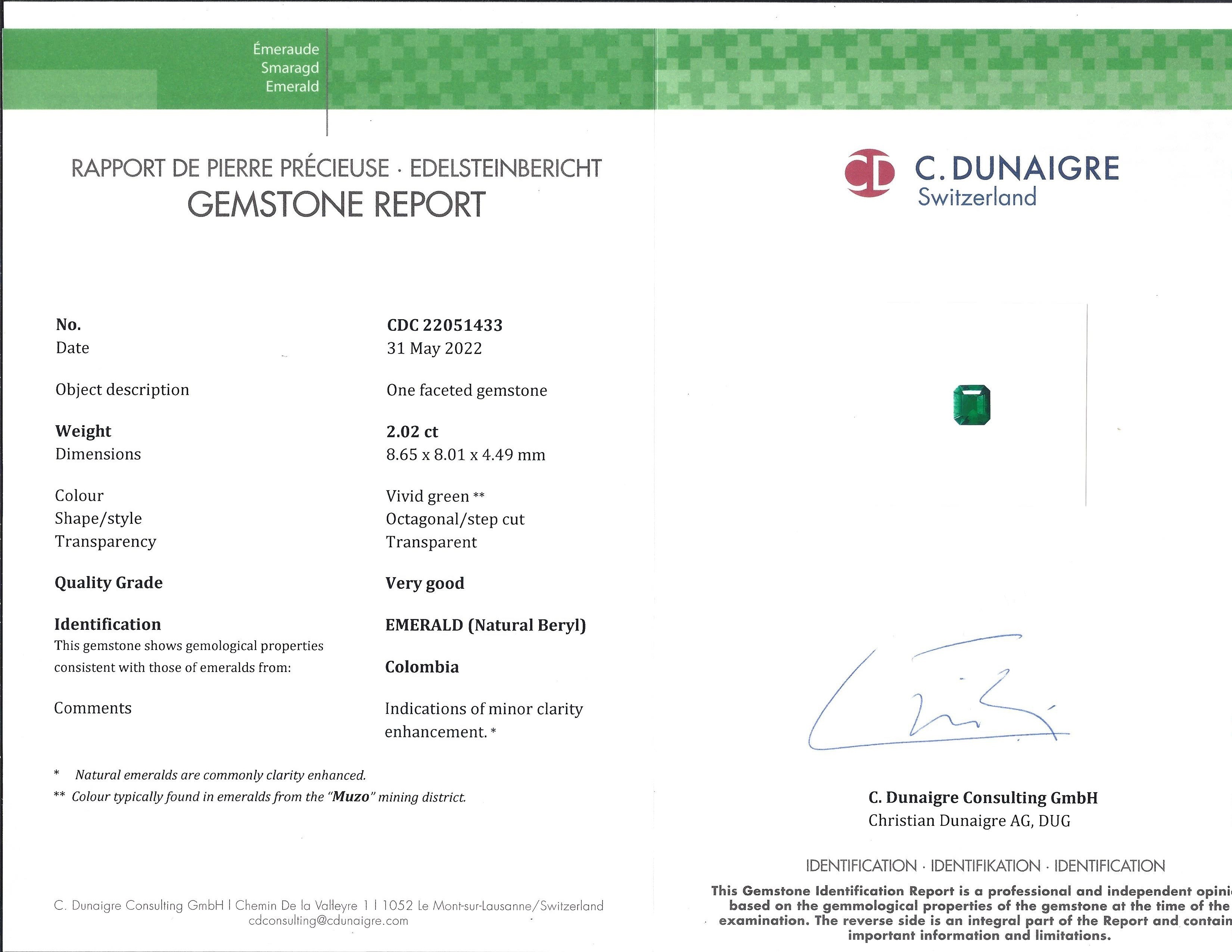 2.02 Ct. Emerald from Colombia - Muzo