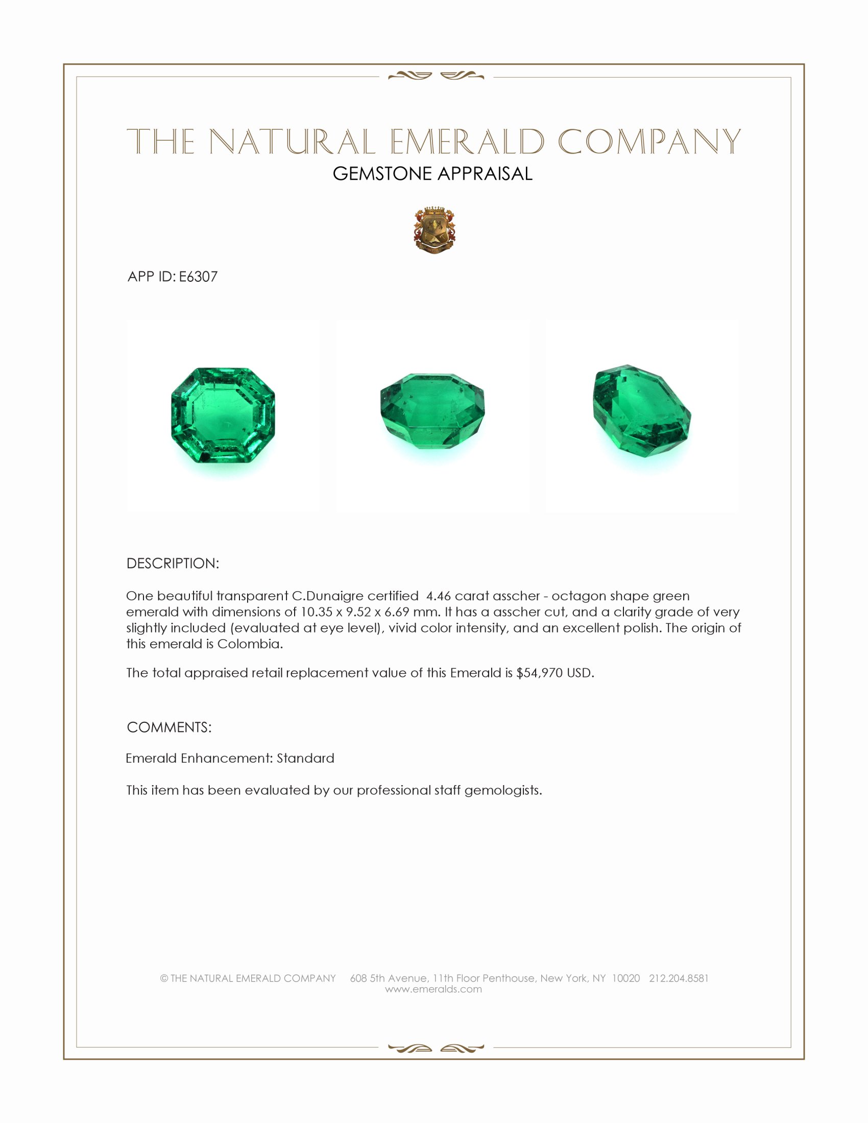 4.46 Ct. Emerald from Colombia