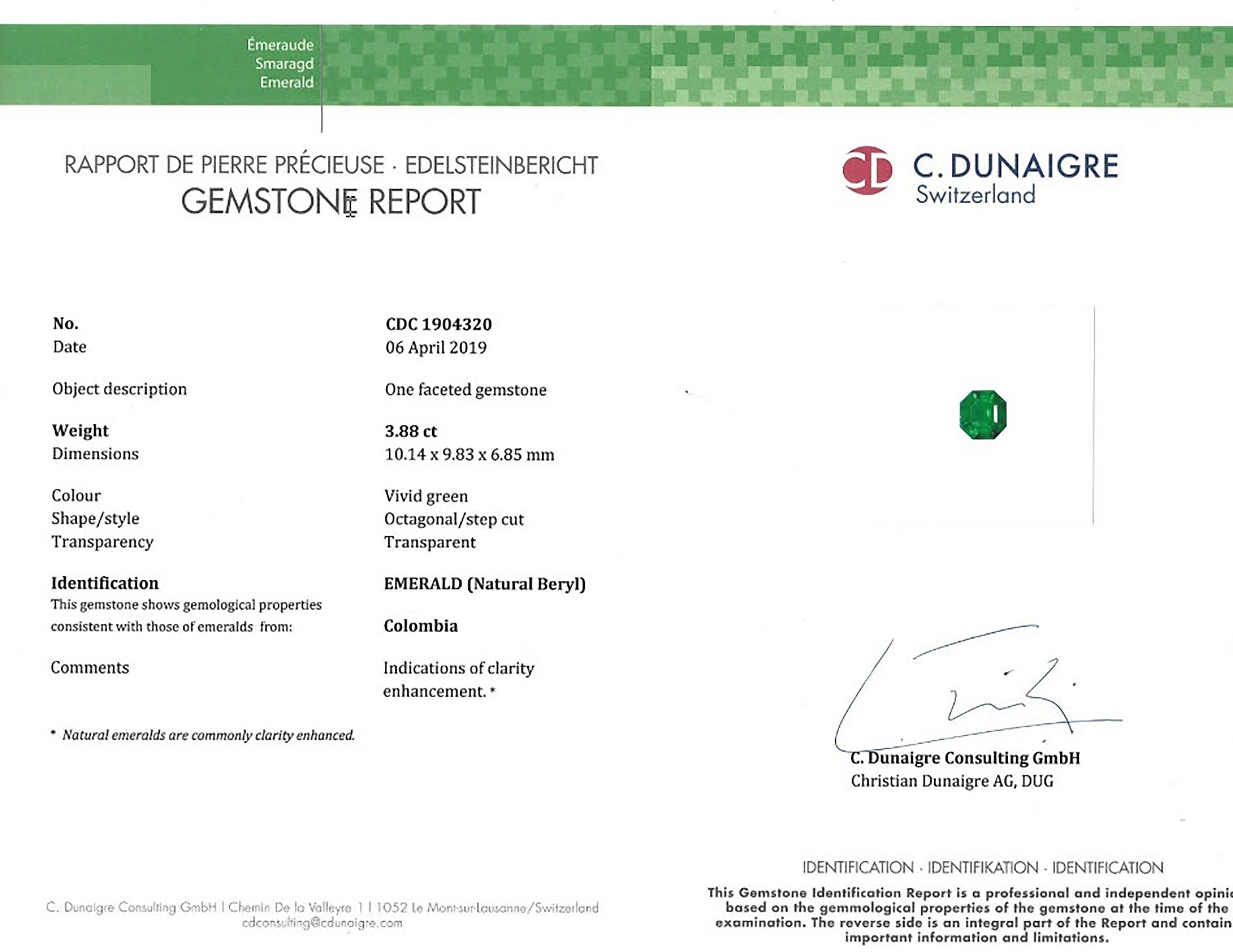 3.88 Ct. Emerald from Colombia