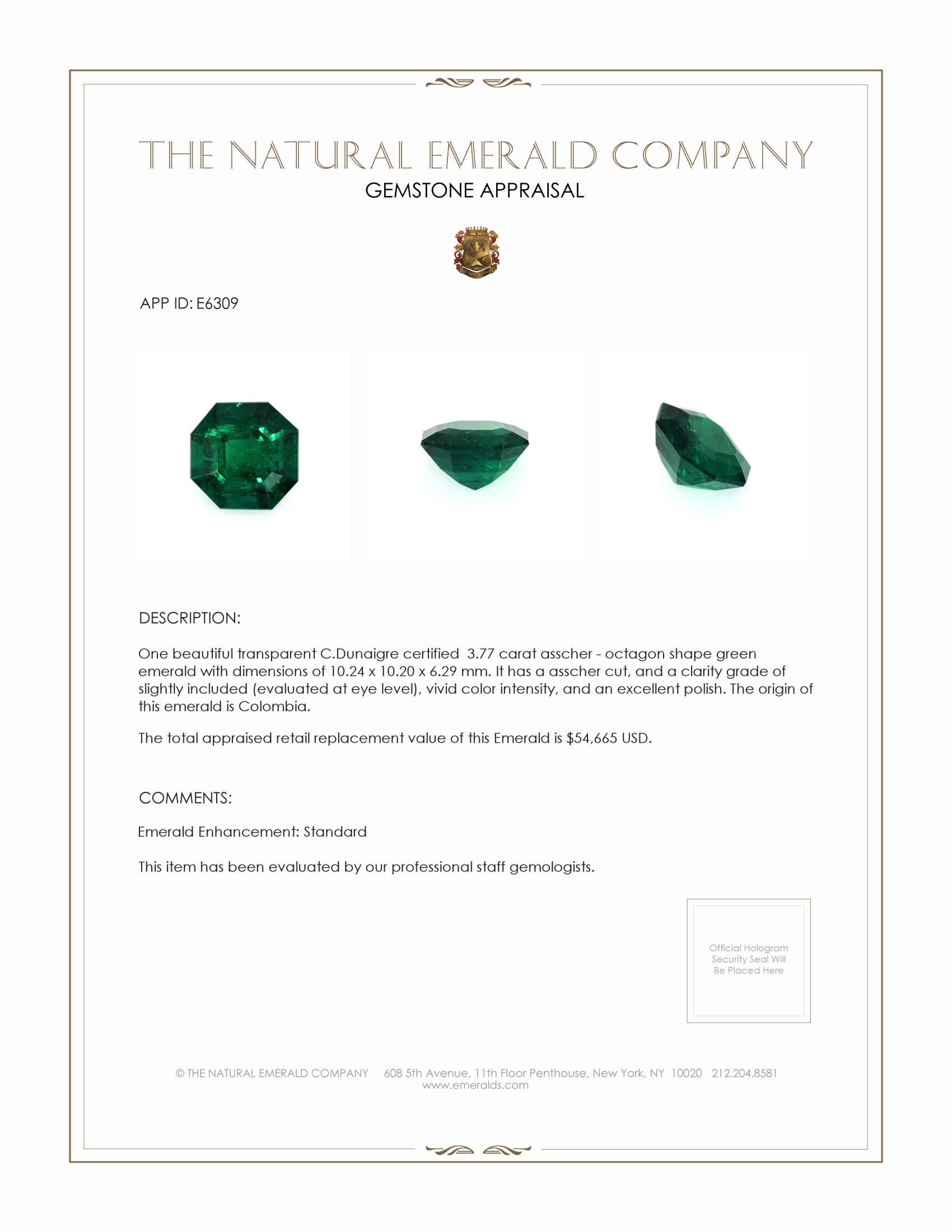 3.77 Ct. Emerald from Colombia