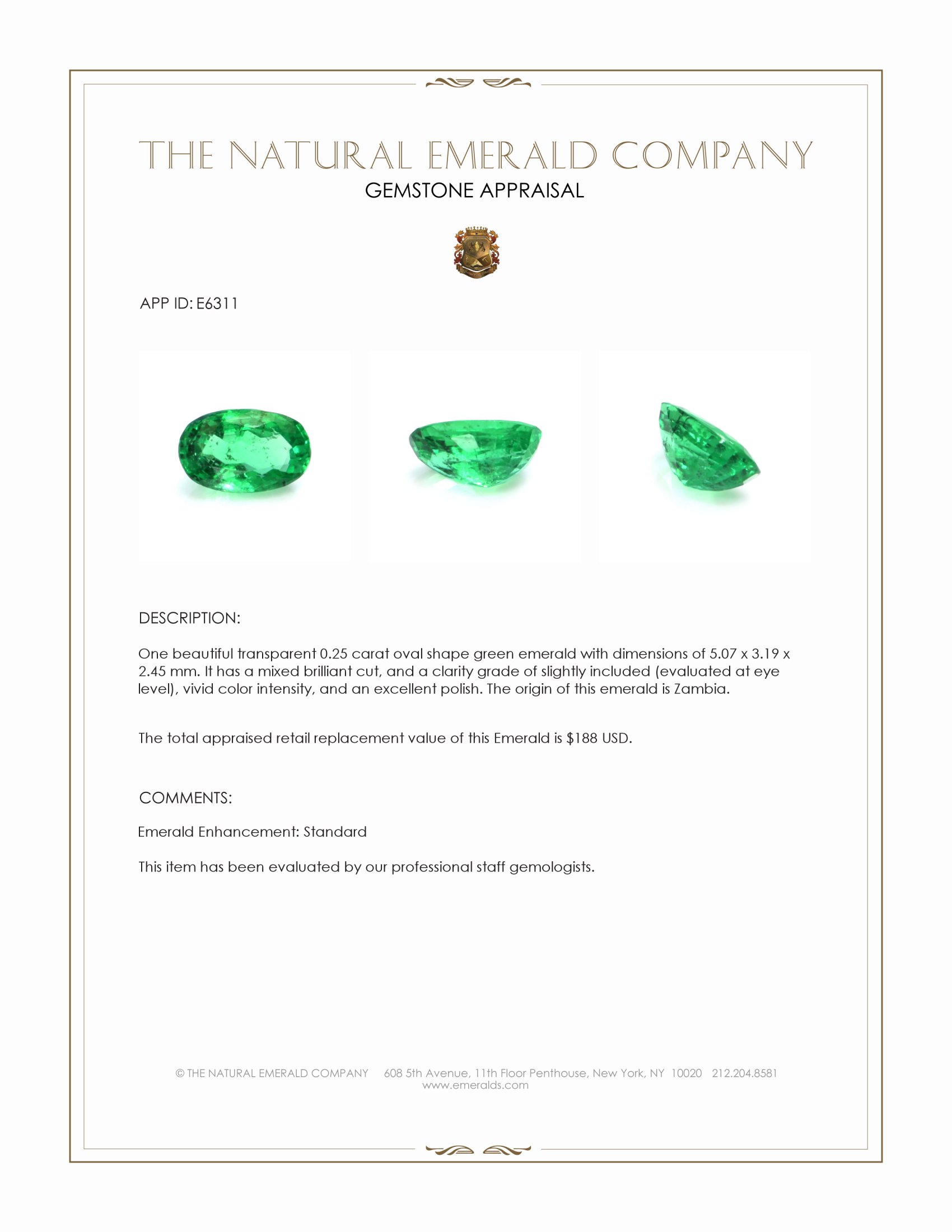 0.25 Ct. Emerald from Zambia