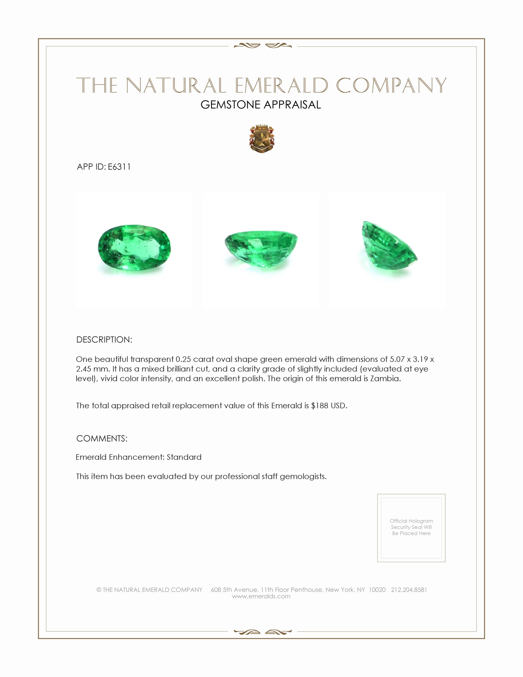 0.25 Ct. Emerald from Zambia