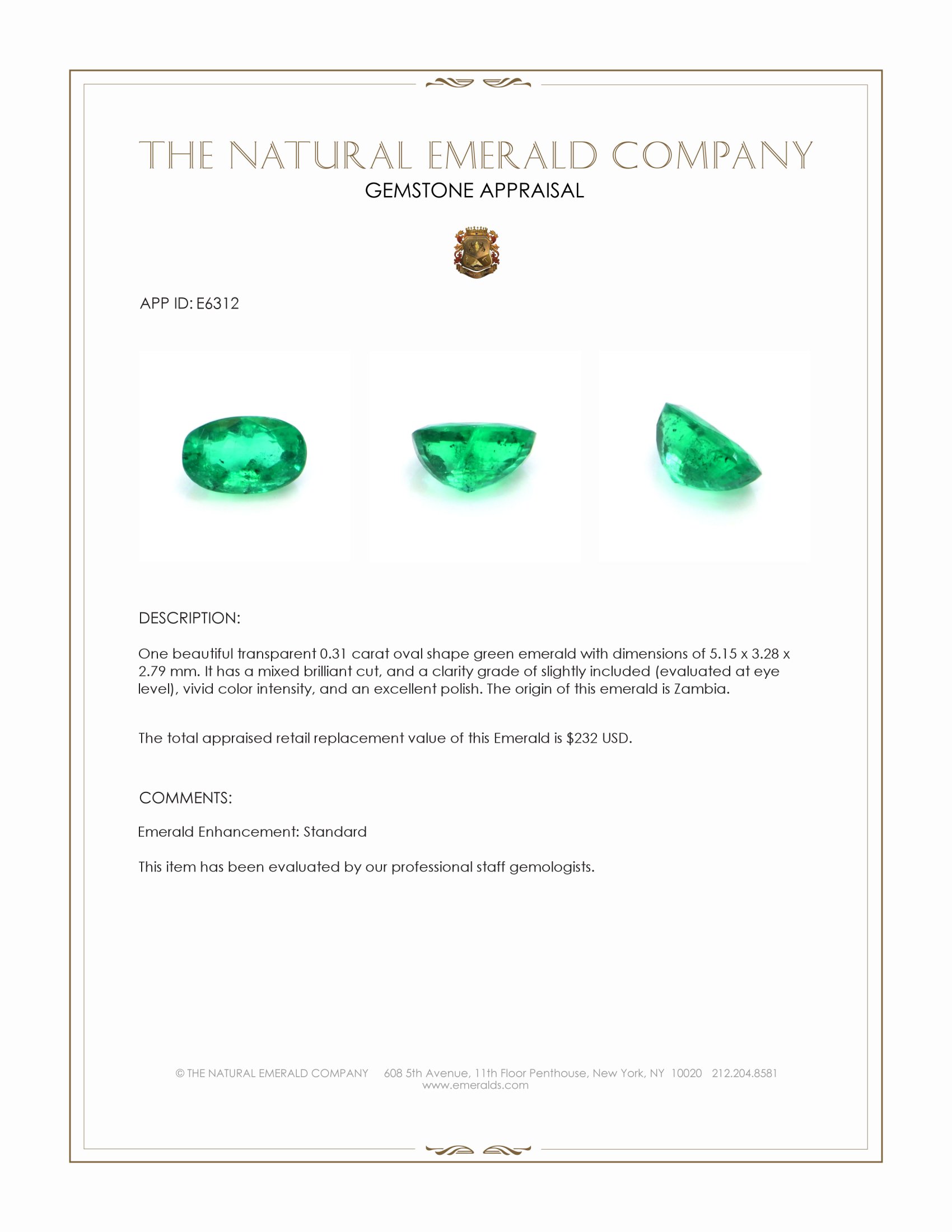 0.31 Ct. Emerald from Zambia