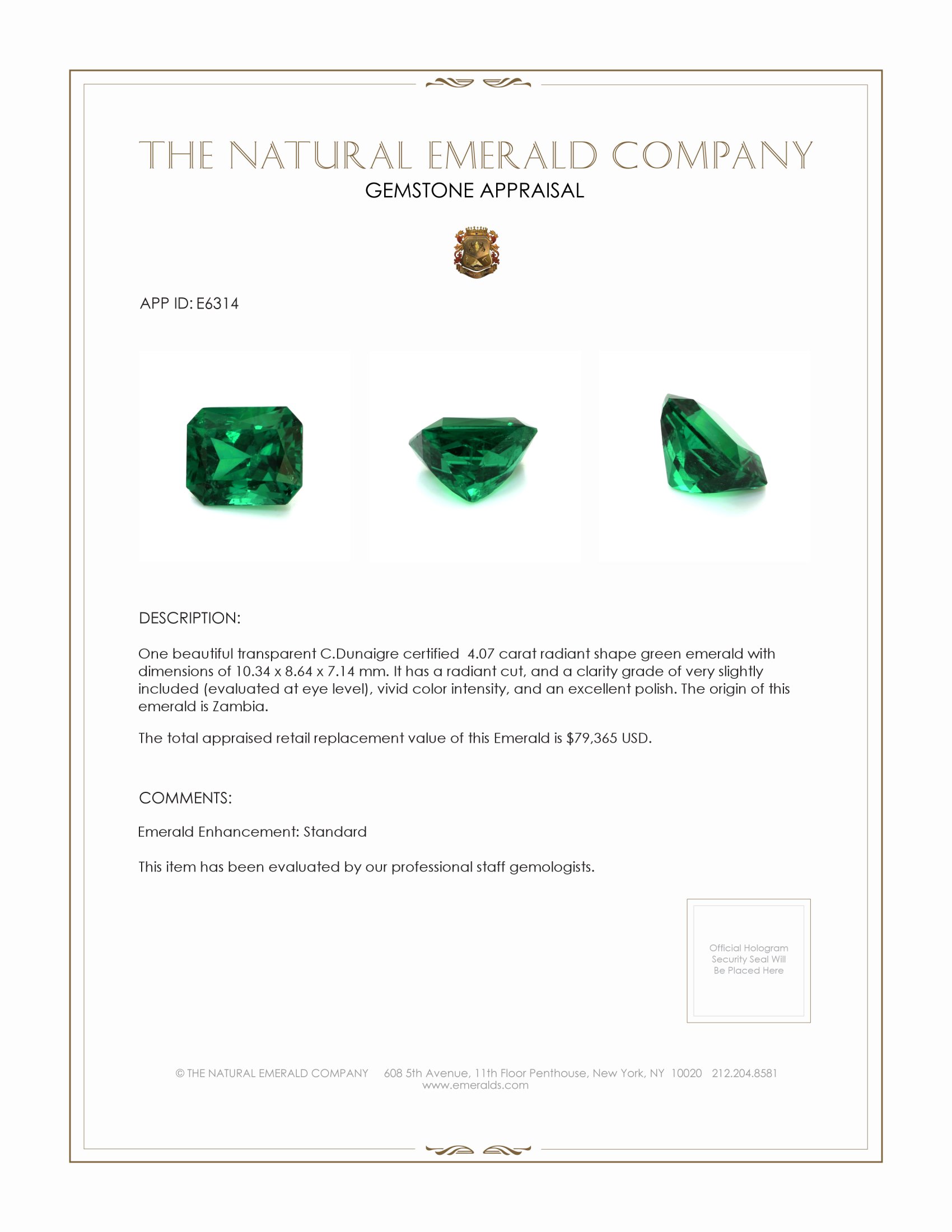 4.07 Ct. Emerald from Zambia