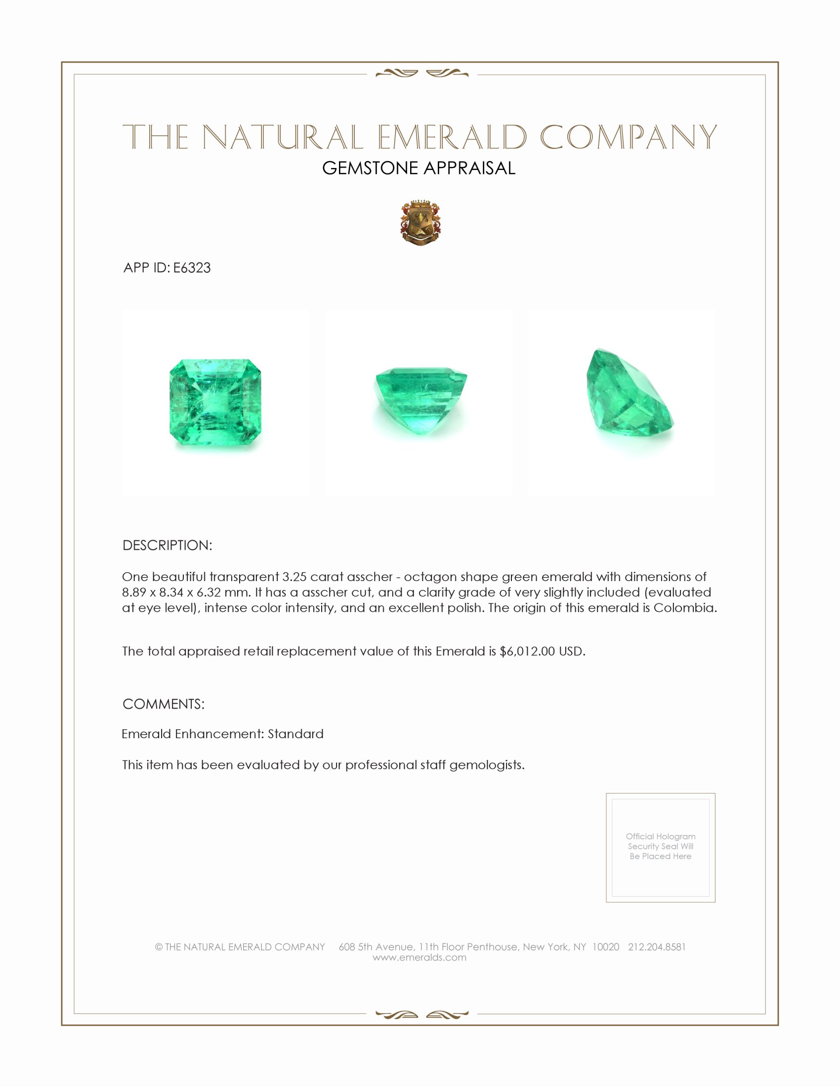 3.25 Ct. Emerald from Colombia