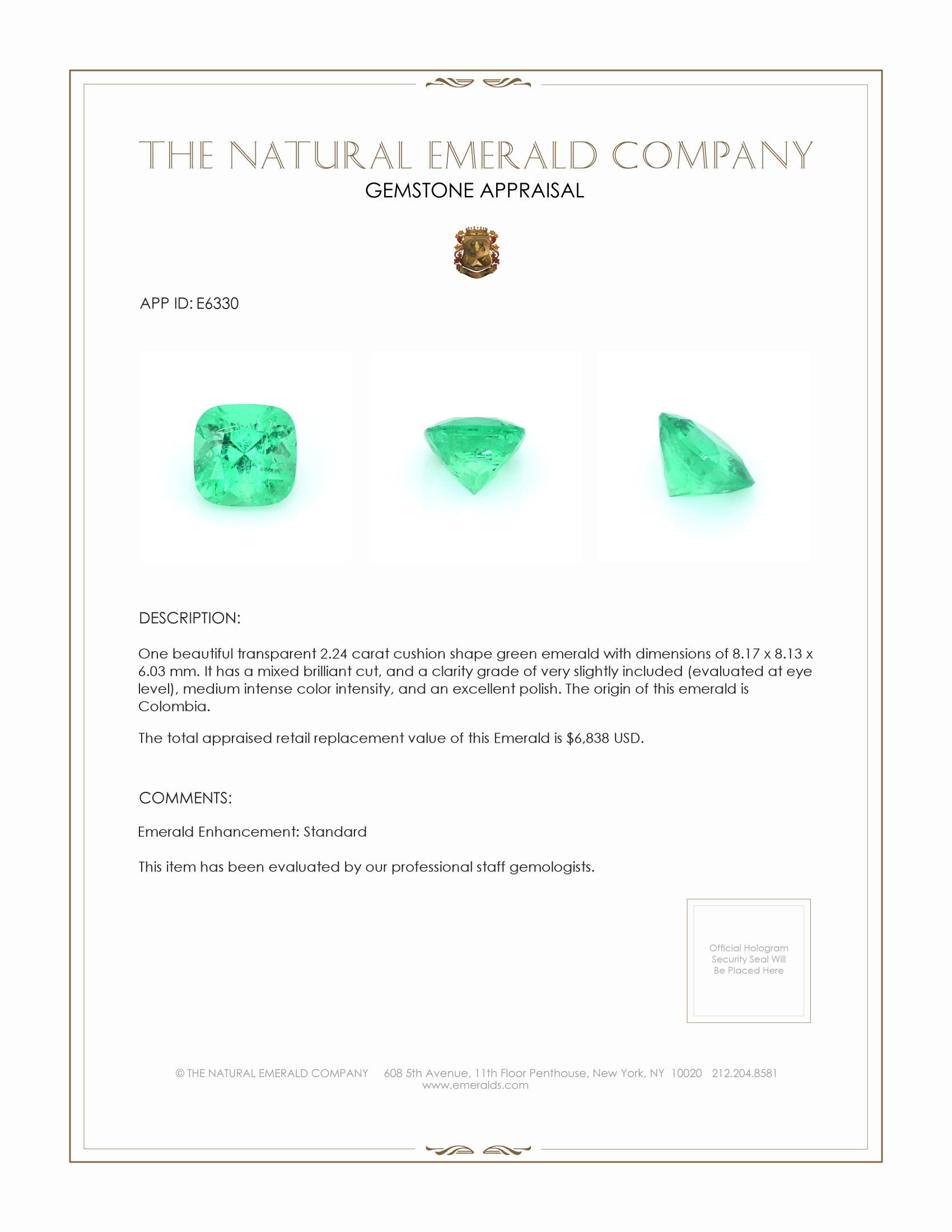2.24 Ct. Emerald from Colombia