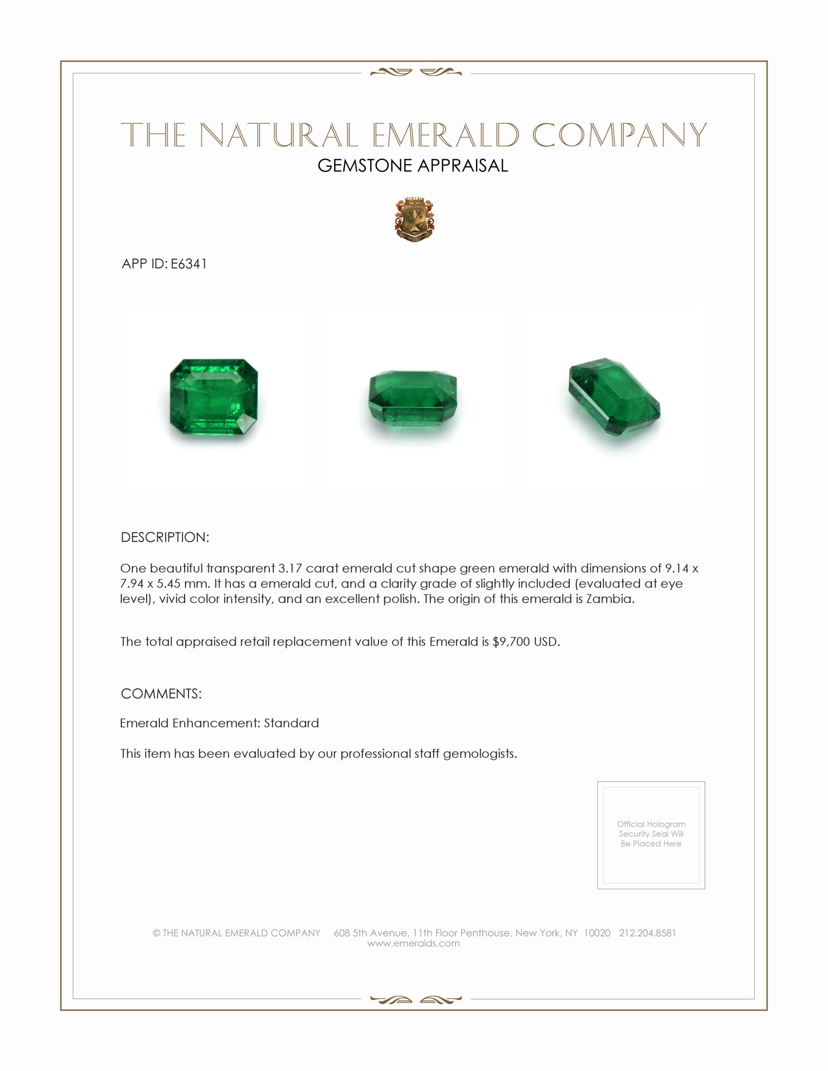 3.17 Ct. Emerald from Zambia