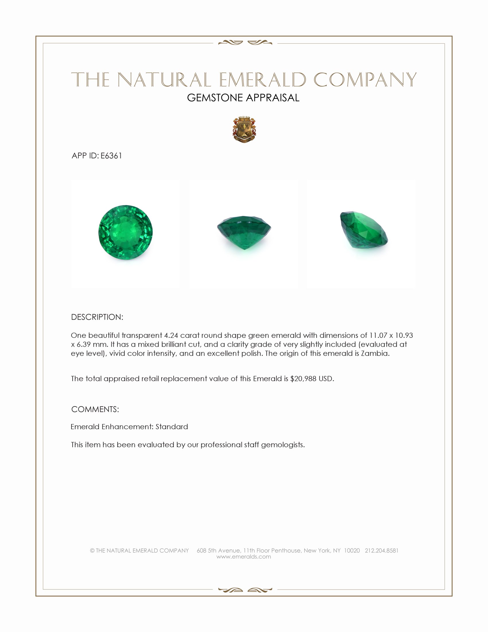 4.24 Ct. Emerald from Zambia