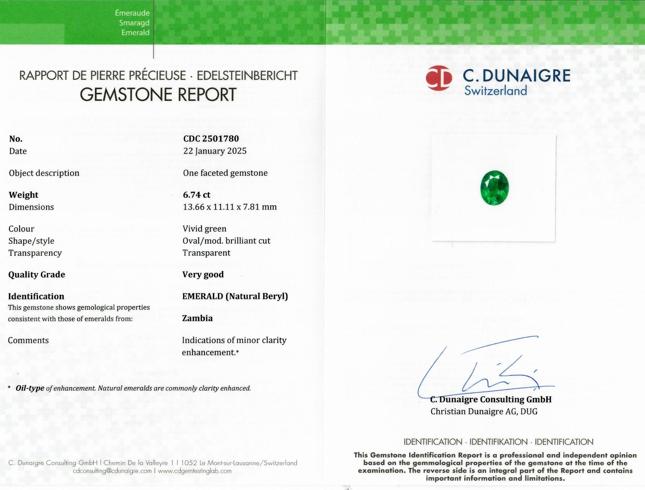 6.74 Ct. Emerald from Zambia