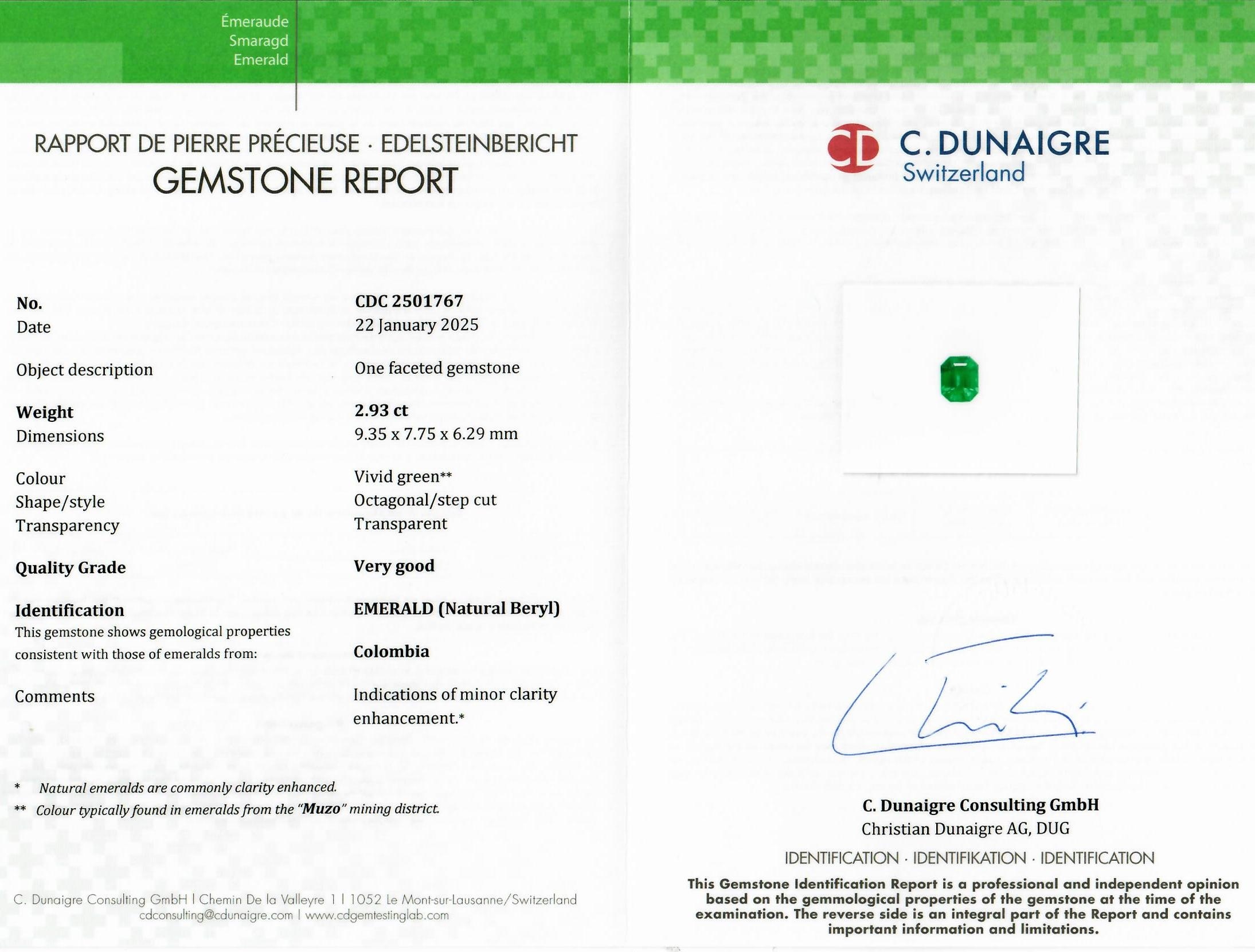 2.93 Ct. Emerald from Colombia