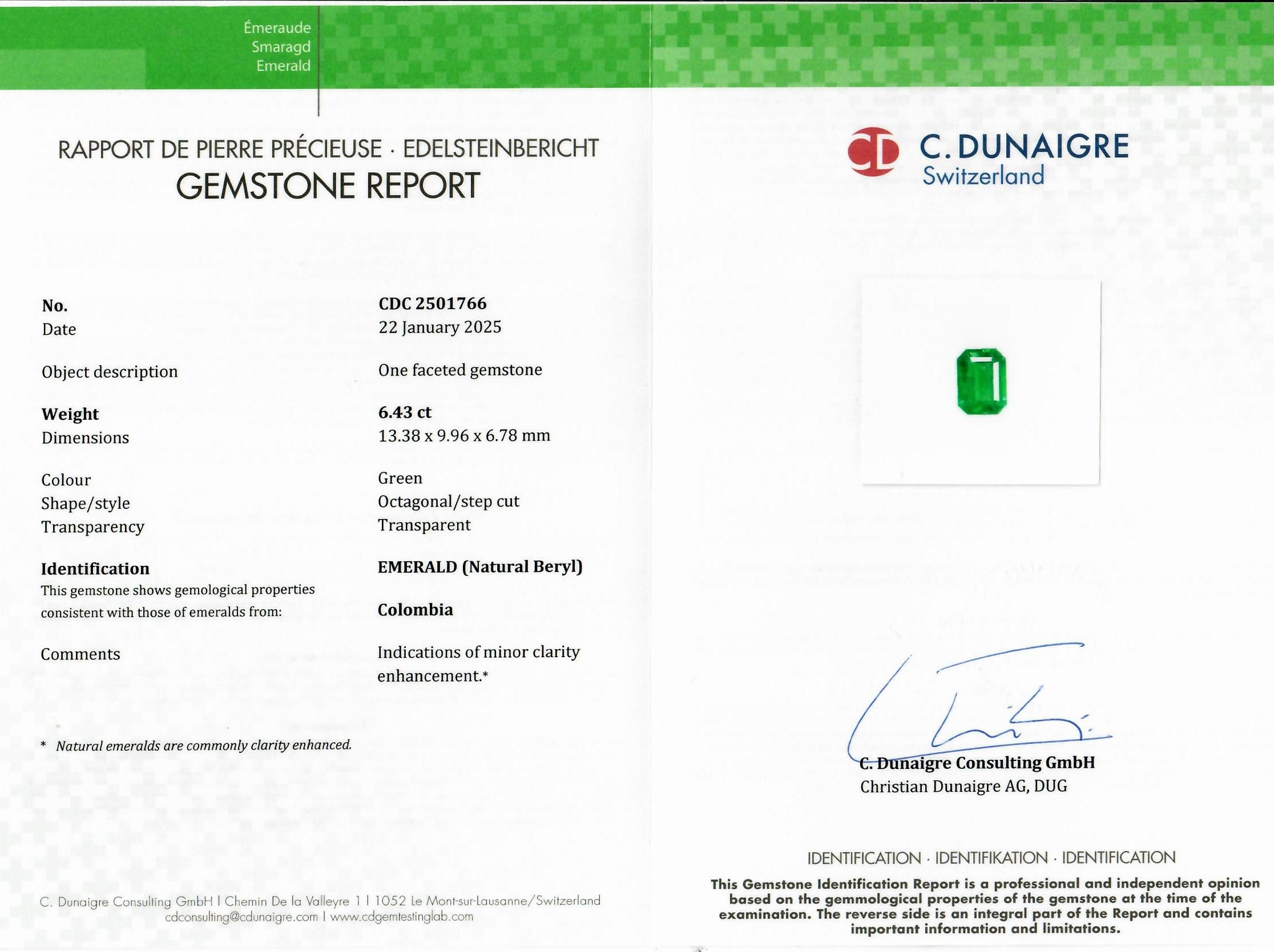 6.43 Ct. Emerald from Colombia