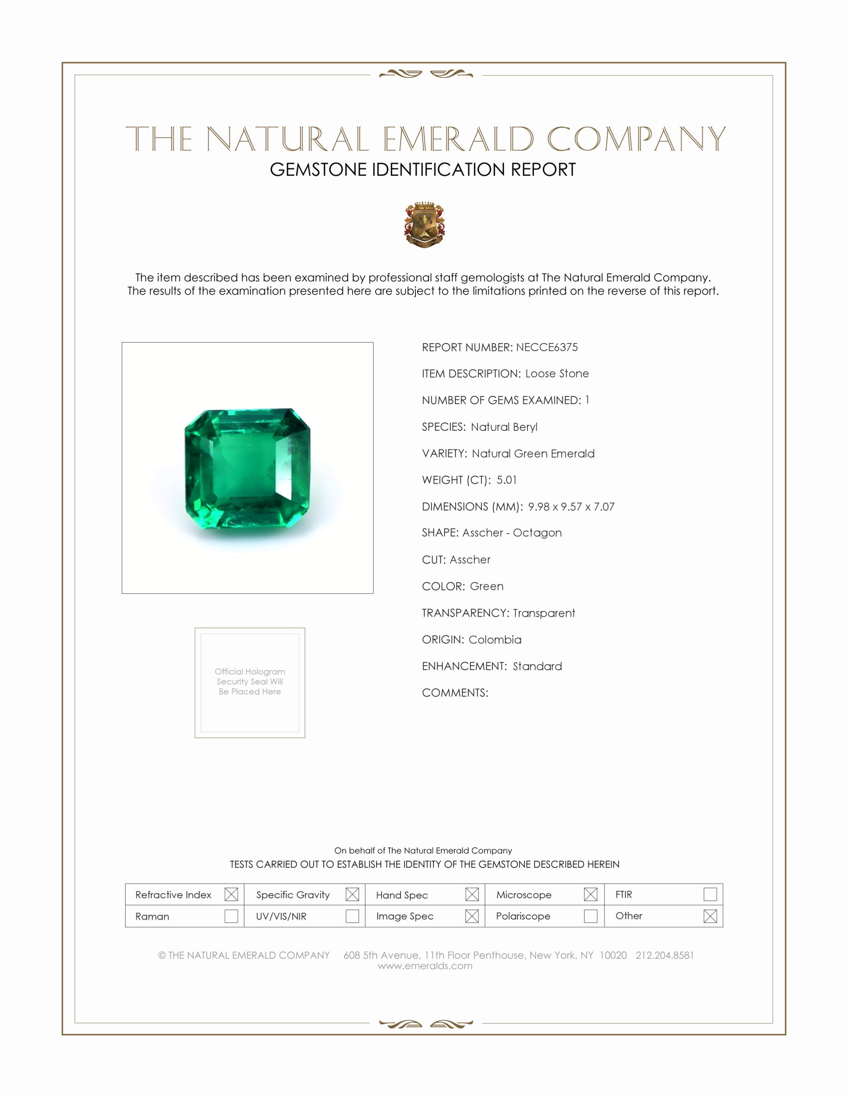 5.01 Ct. Emerald from Colombia