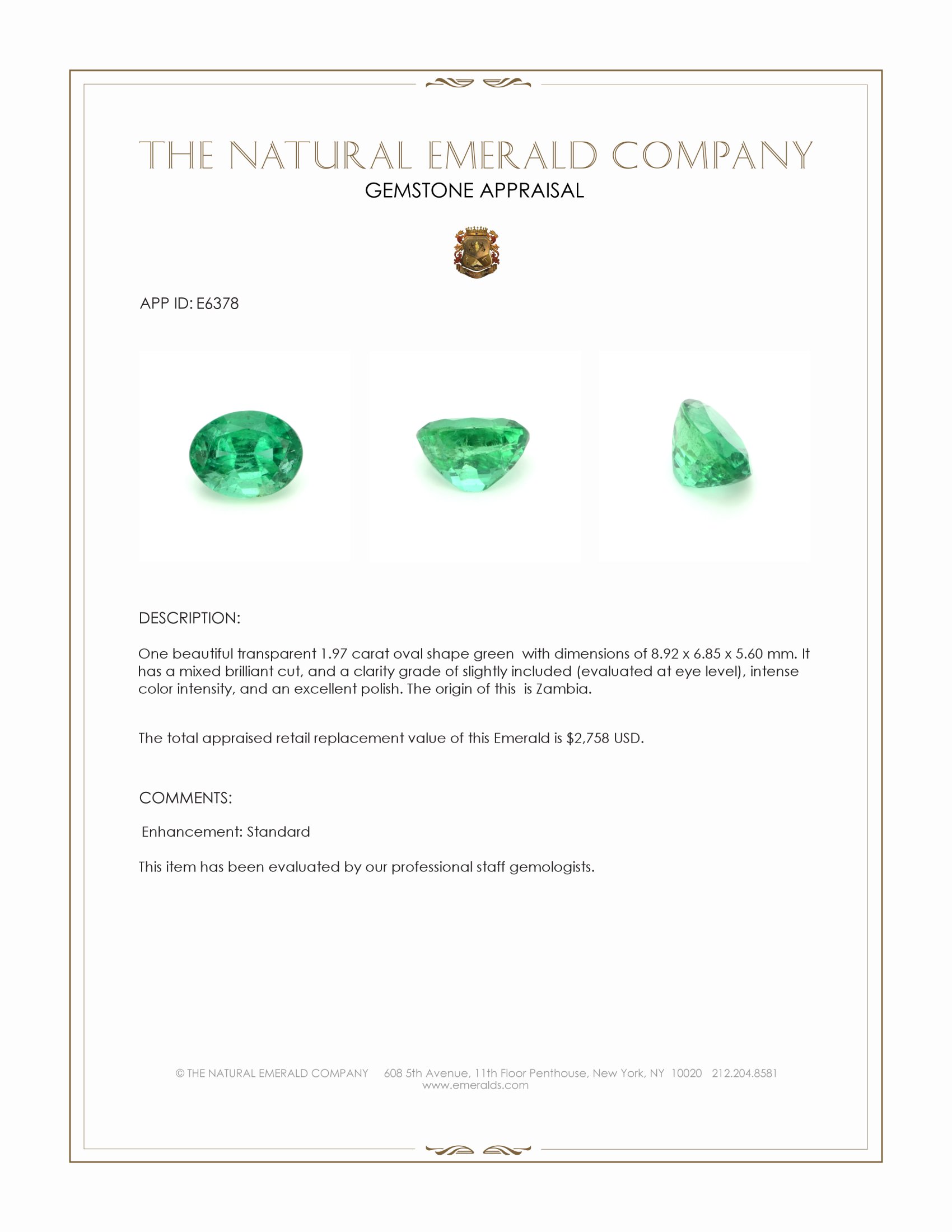 1.97 Ct. Emerald from Zambia