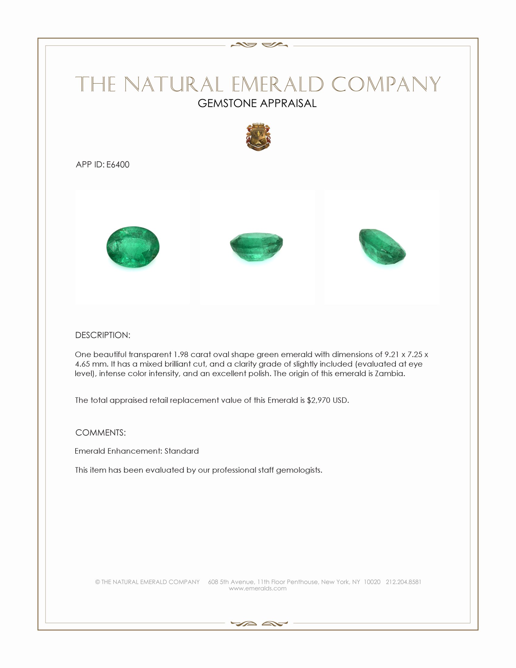 1.98 Ct. Emerald from Zambia