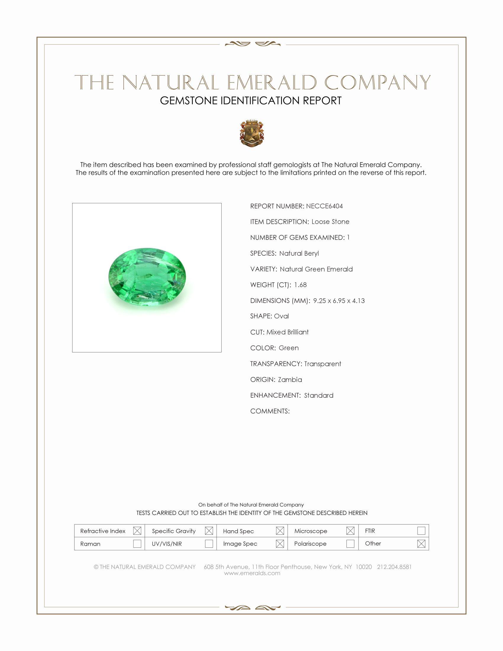 1.68 Ct. Emerald from Zambia