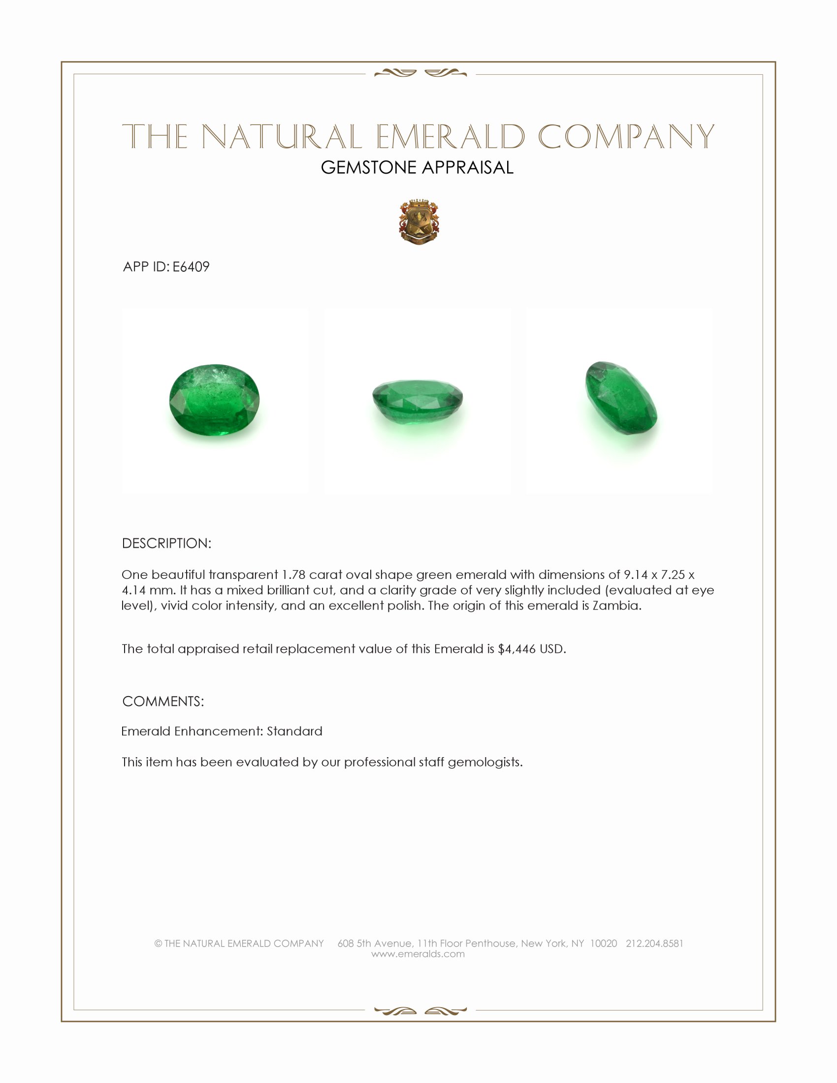 1.78 Ct. Emerald from Zambia