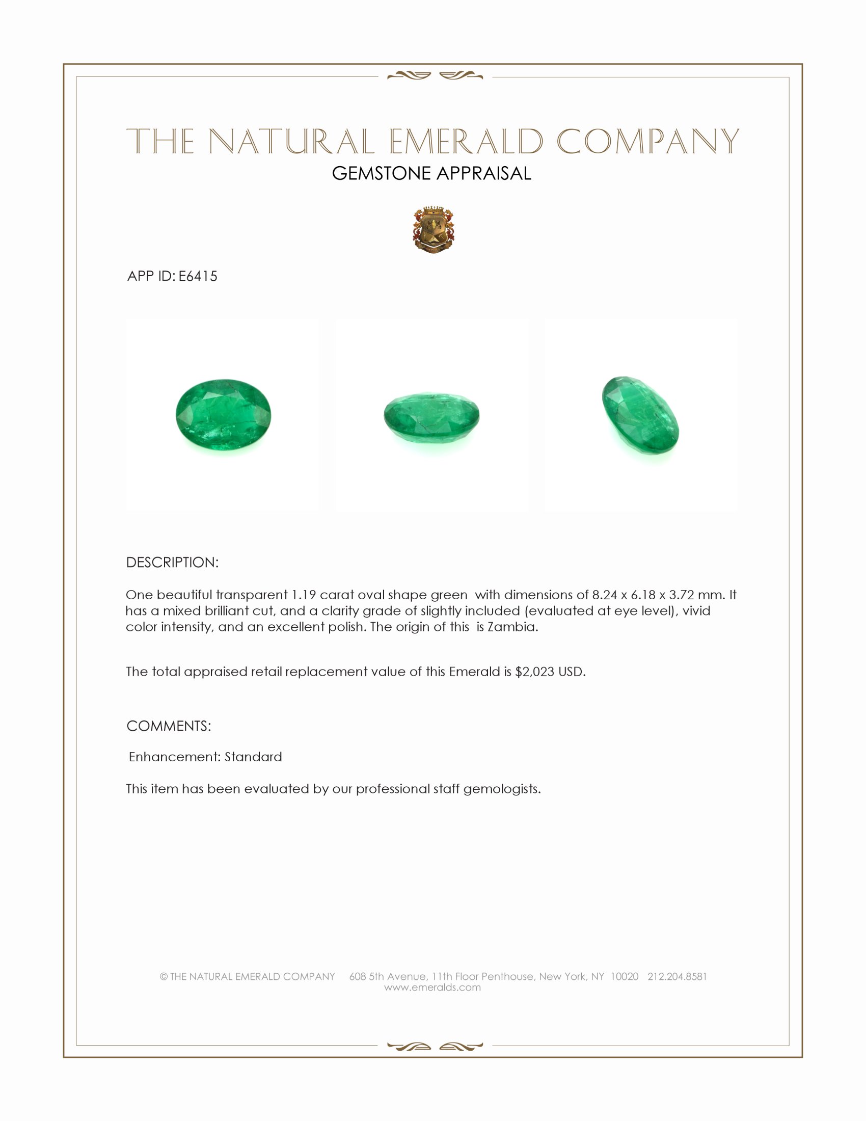 1.19 Ct. Emerald from Zambia